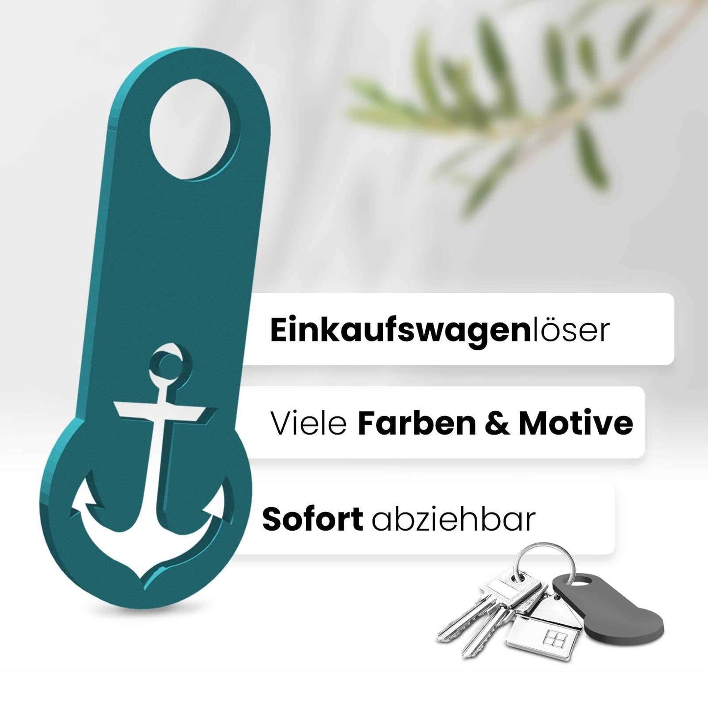 Setzen Sie auf maritimen Charme mit unserem Anker Einkaufswagenlöser. Sofort abziehbar und perfekt für Ihre Schlüssel.
