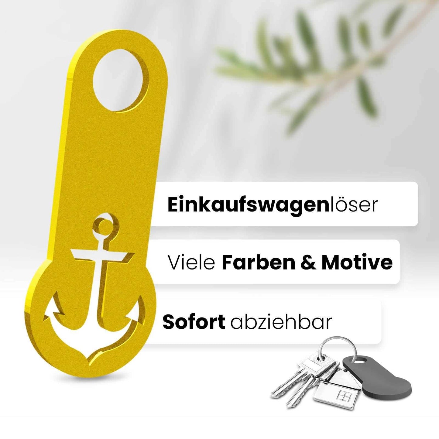 Setzen Sie auf maritimen Charme mit unserem Anker Einkaufswagenlöser. Sofort abziehbar und perfekt für Ihre Schlüssel.