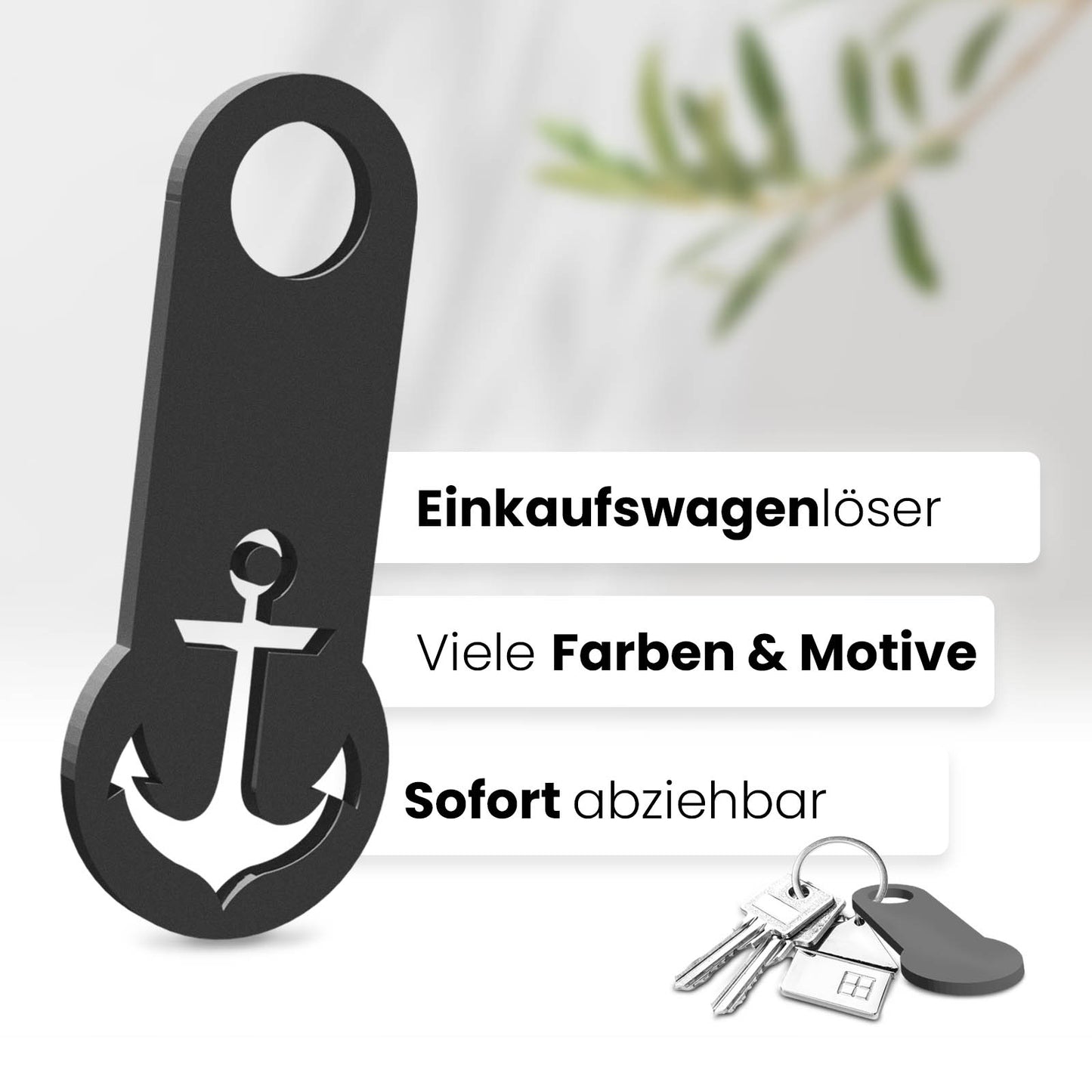 Setzen Sie auf maritimen Charme mit unserem Anker Einkaufswagenlöser. Sofort abziehbar und perfekt für Ihre Schlüssel.