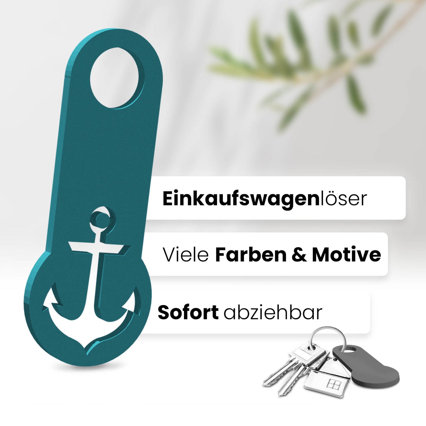 Setzen Sie auf maritimen Charme mit unserem Anker Einkaufswagenlöser. Sofort abziehbar und perfekt für Ihre Schlüssel.