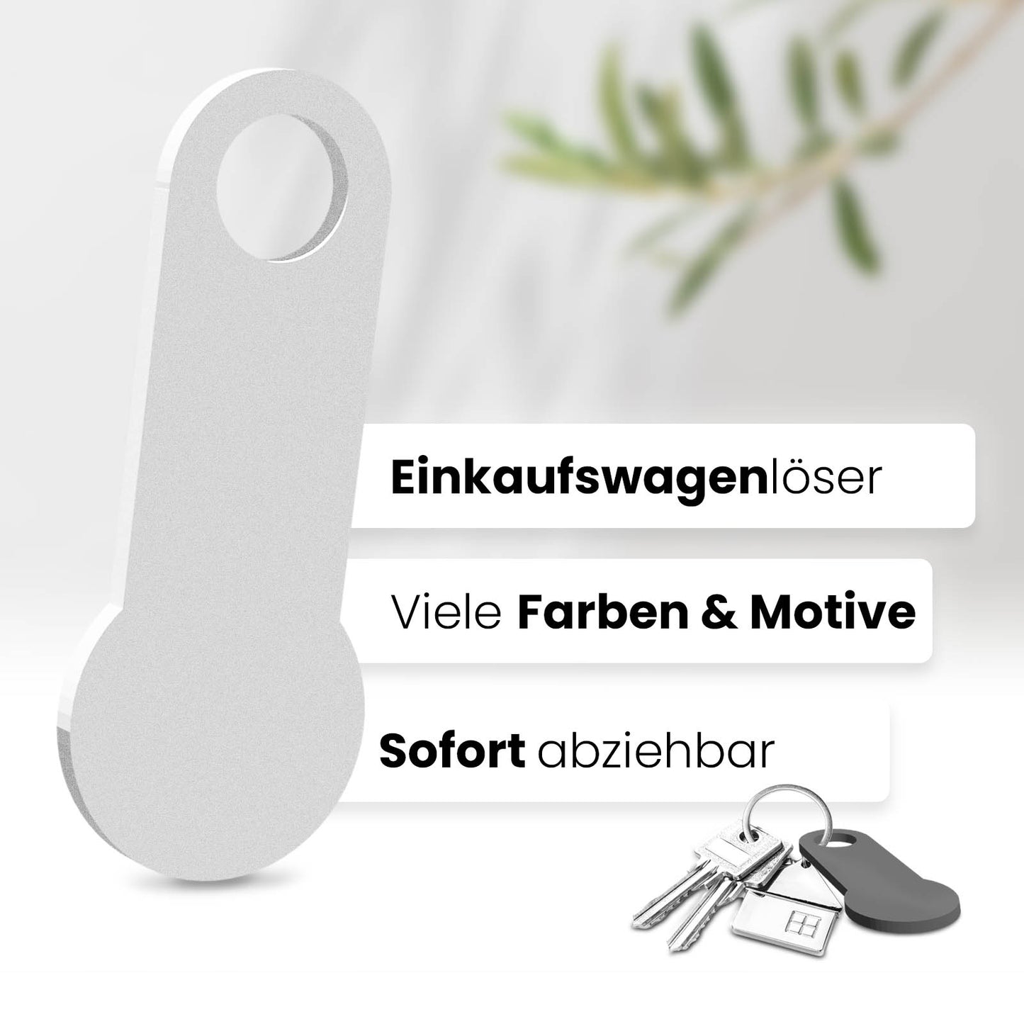 Geben Sie Ihrem Einkaufswagen eine persönliche Note mit unserem sofort abziehbaren, individualisierbaren Einkaufswagenlöser ohne Motiv.