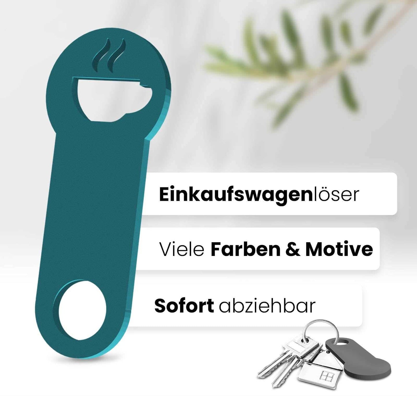Der Kaffeetassen Schlüsselanhänger – ein Accessoire für Kaffeegenießer und Koffeinliebhaber, kombiniert mit praktischer Einkaufswagenlöser Funktion.