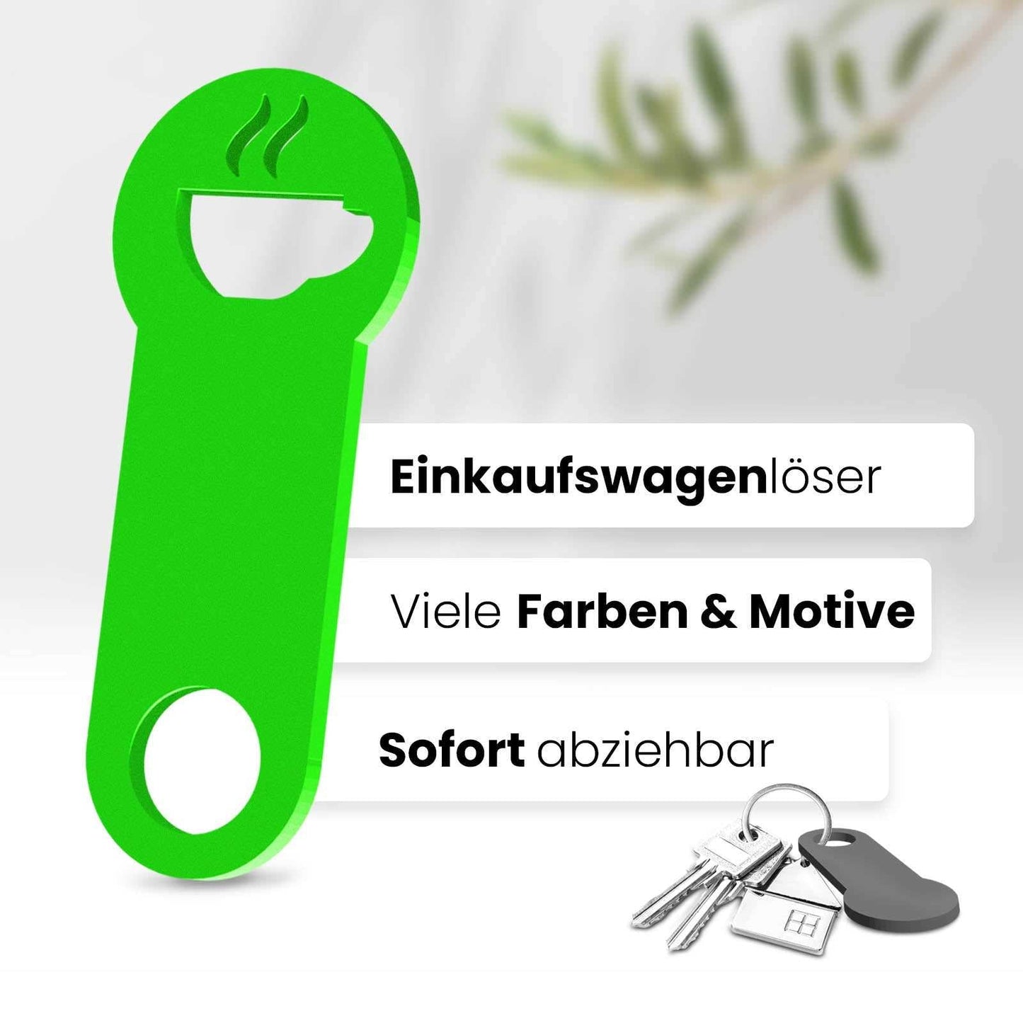 Der Kaffeetassen Schlüsselanhänger – ein Accessoire für Kaffeegenießer und Koffeinliebhaber, kombiniert mit praktischer Einkaufswagenlöser Funktion.
