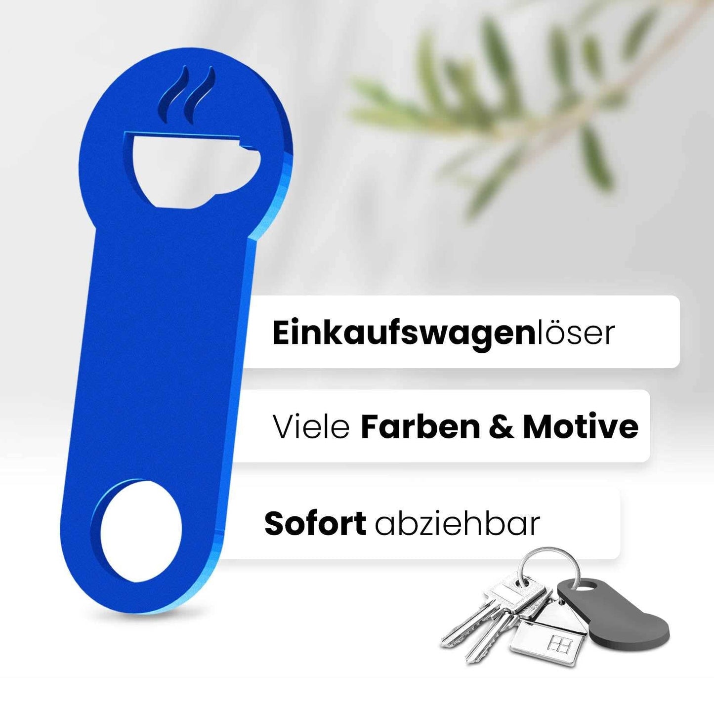 Der Kaffeetassen Schlüsselanhänger – ein Accessoire für Kaffeegenießer und Koffeinliebhaber, kombiniert mit praktischer Einkaufswagenlöser Funktion.