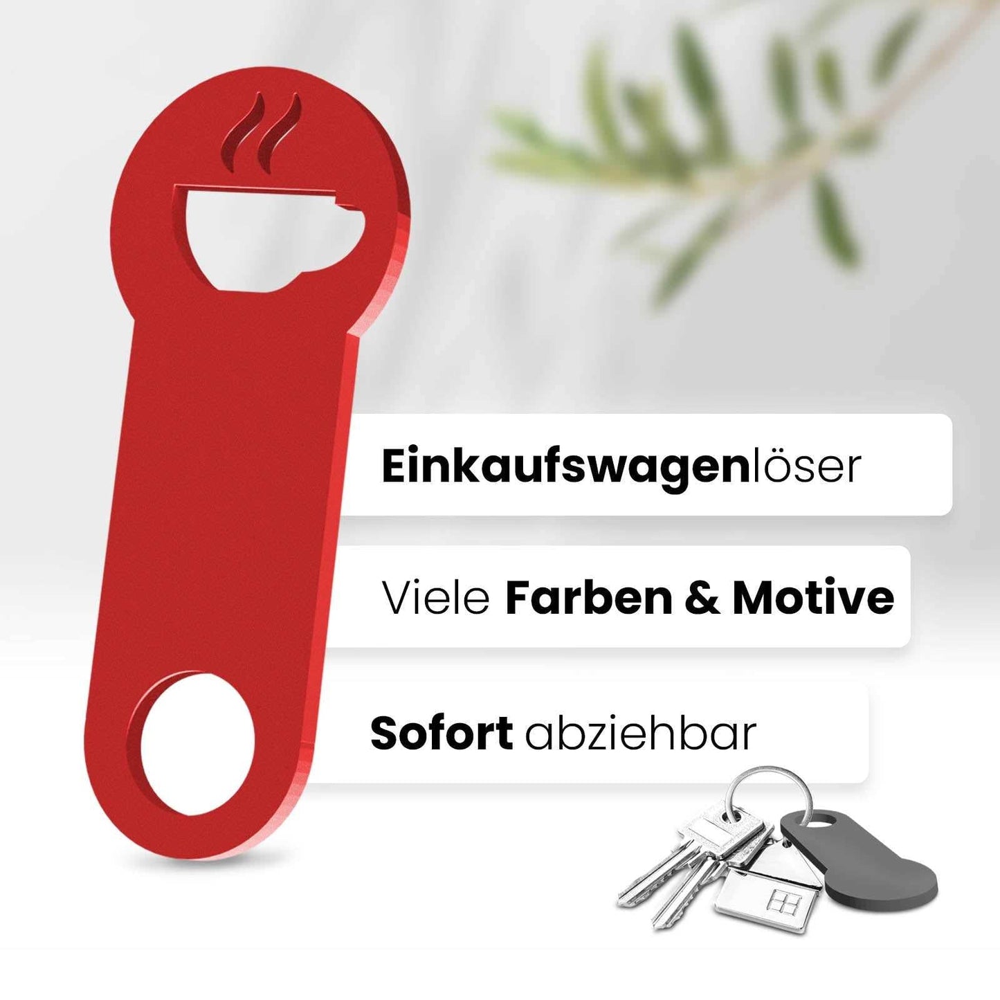 Der Kaffeetassen Schlüsselanhänger – ein Accessoire für Kaffeegenießer und Koffeinliebhaber, kombiniert mit praktischer Einkaufswagenlöser Funktion.