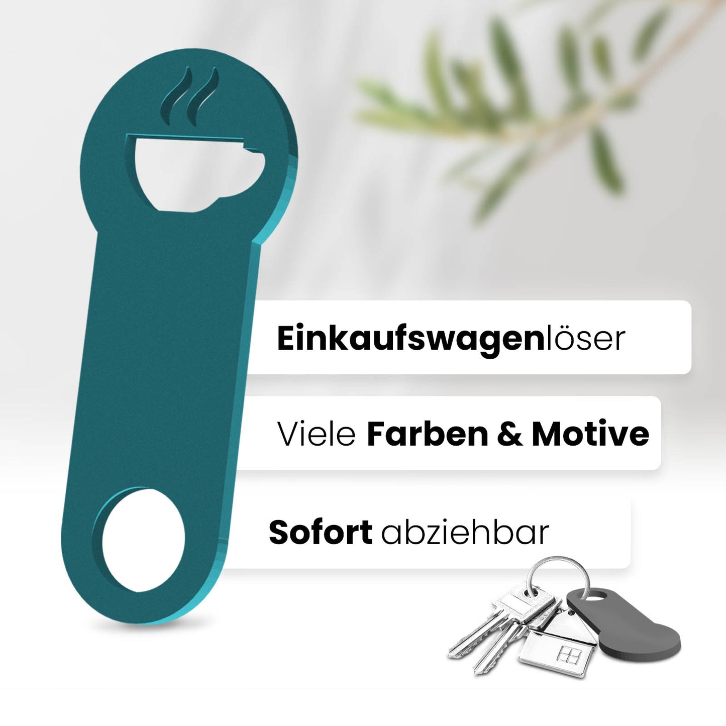 Der Kaffeetassen Schlüsselanhänger – ein Accessoire für Kaffeegenießer und Koffeinliebhaber, kombiniert mit praktischer Einkaufswagenlöser Funktion.