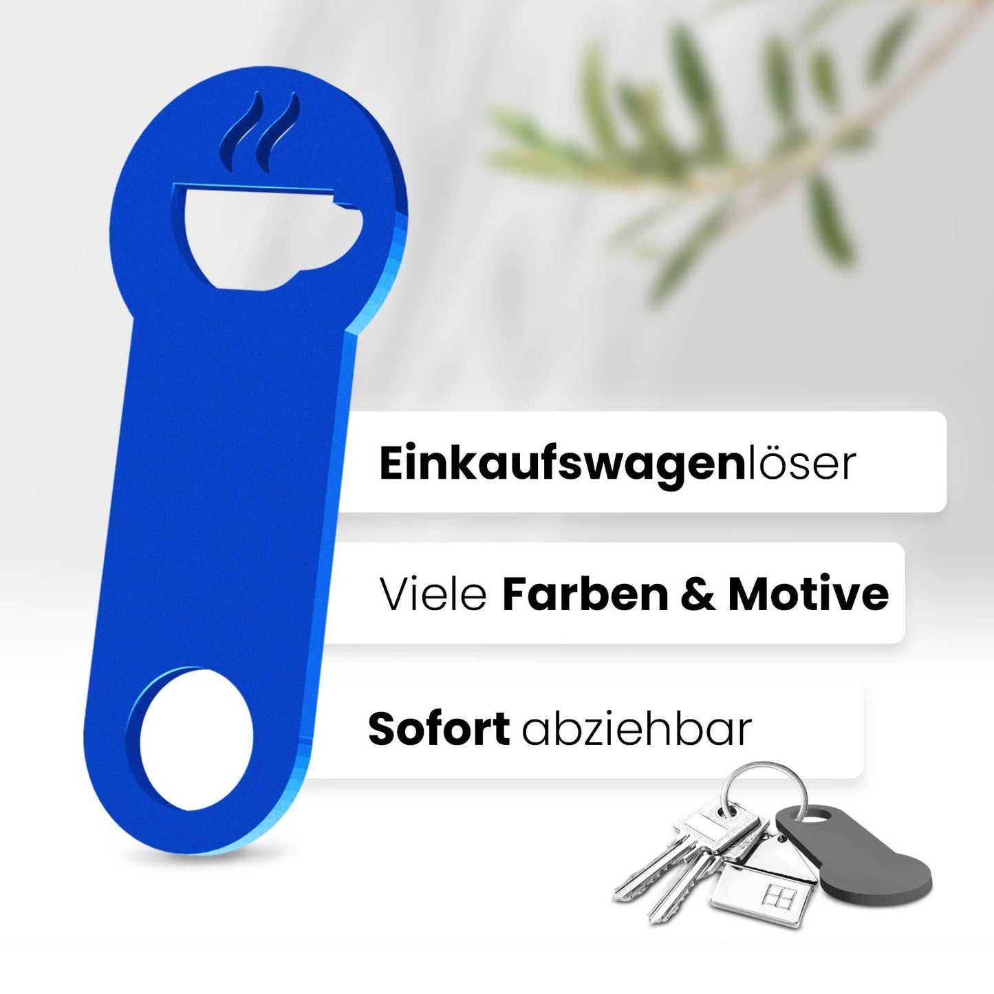 Der Kaffeetassen Schlüsselanhänger – ein Accessoire für Kaffeegenießer und Koffeinliebhaber, kombiniert mit praktischer Einkaufswagenlöser Funktion.