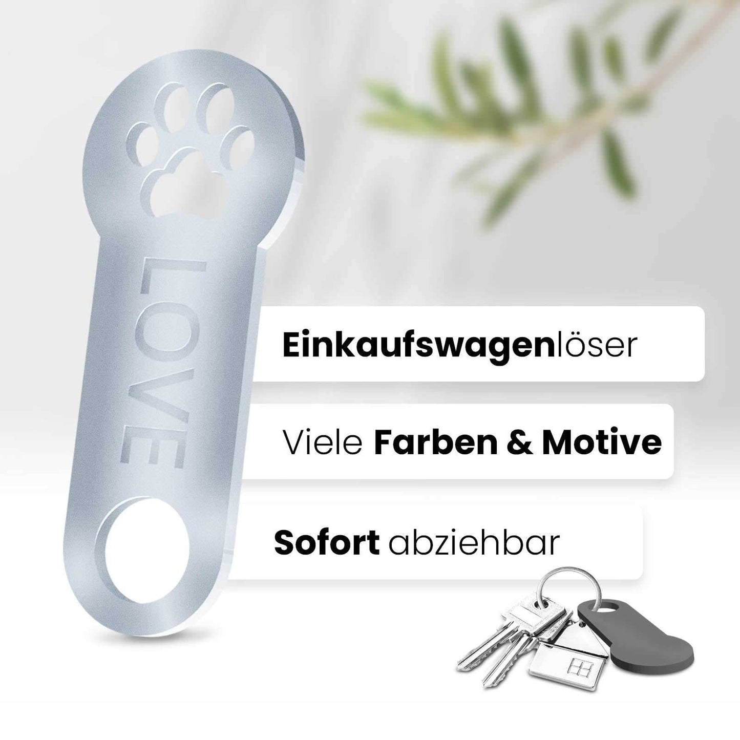 Pfoten Schlüsselanhänger – ein Accessoire mit sofortiger Einkaufswagenlöser Funktion. Hochwertiges 3D-Design für Tierfreunde.