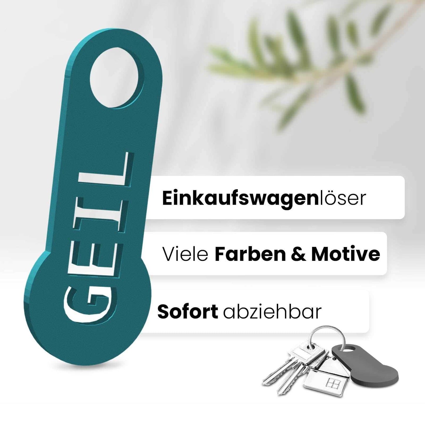 Unser auffällige "Geil" Einkaufswagenlöser ein cooles Flair. Dieses 3D-gedruckte Accessoire bietet nicht nur Funktionalität, sondern auch ein trendiges Design.