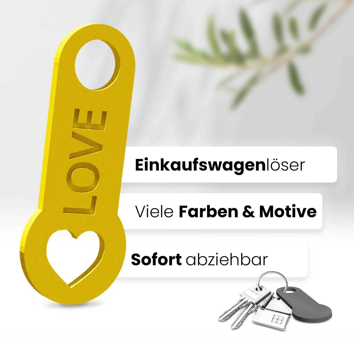 Herz Schlüsselanhänger – ein Accessoire mit sofortiger Einkaufswagenlöser Funktion, das Ihre Liebe auf elegante Art betont.