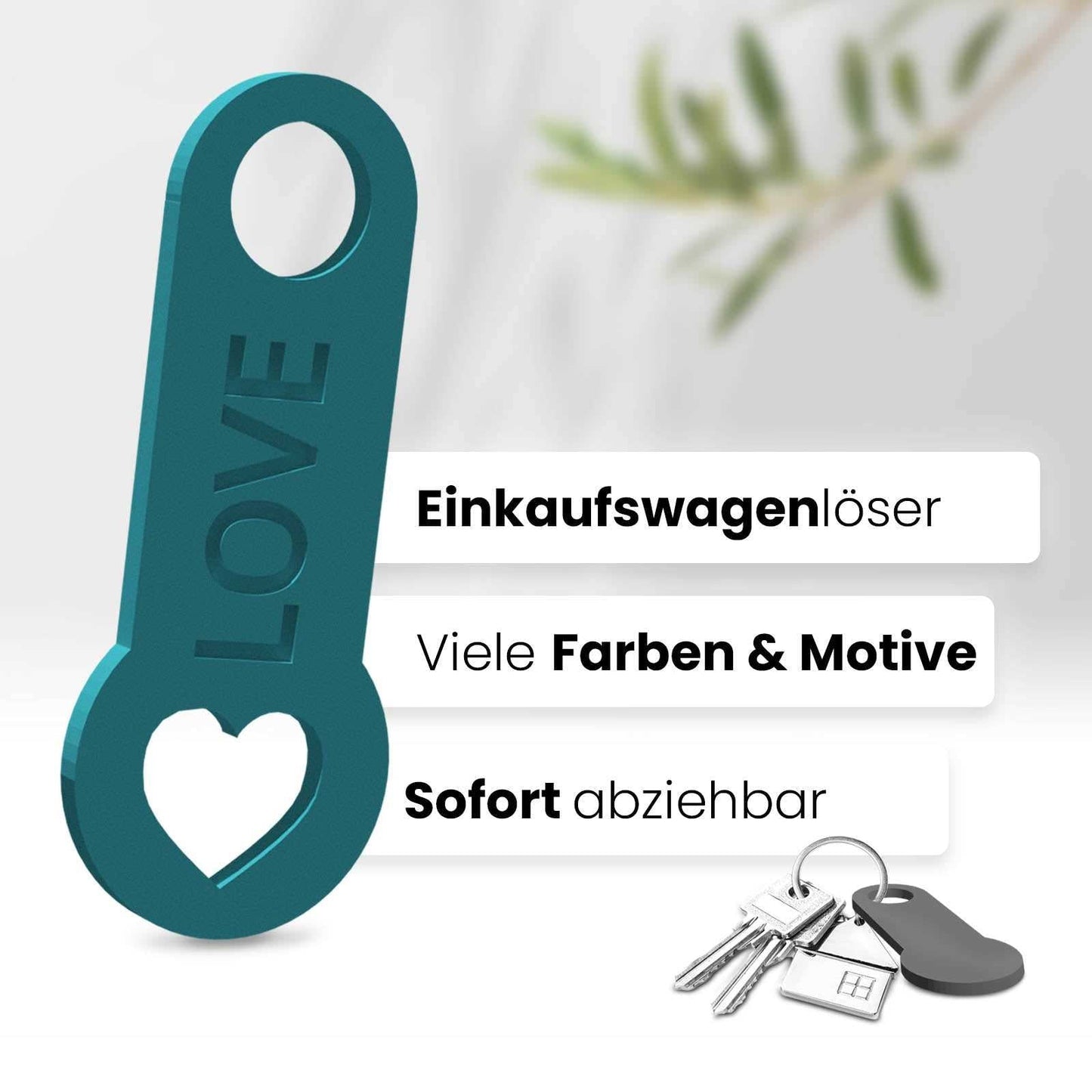 Herz Schlüsselanhänger – ein Accessoire mit sofortiger Einkaufswagenlöser Funktion, das Ihre Liebe auf elegante Art betont.
