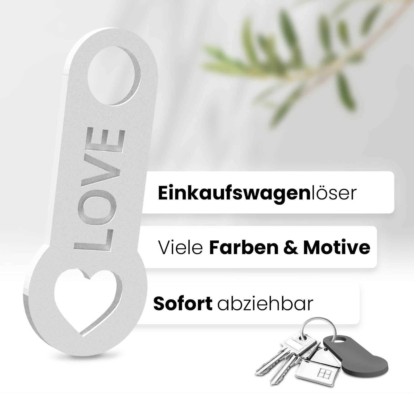 Herz Schlüsselanhänger – ein Accessoire mit sofortiger Einkaufswagenlöser Funktion, das Ihre Liebe auf elegante Art betont.
