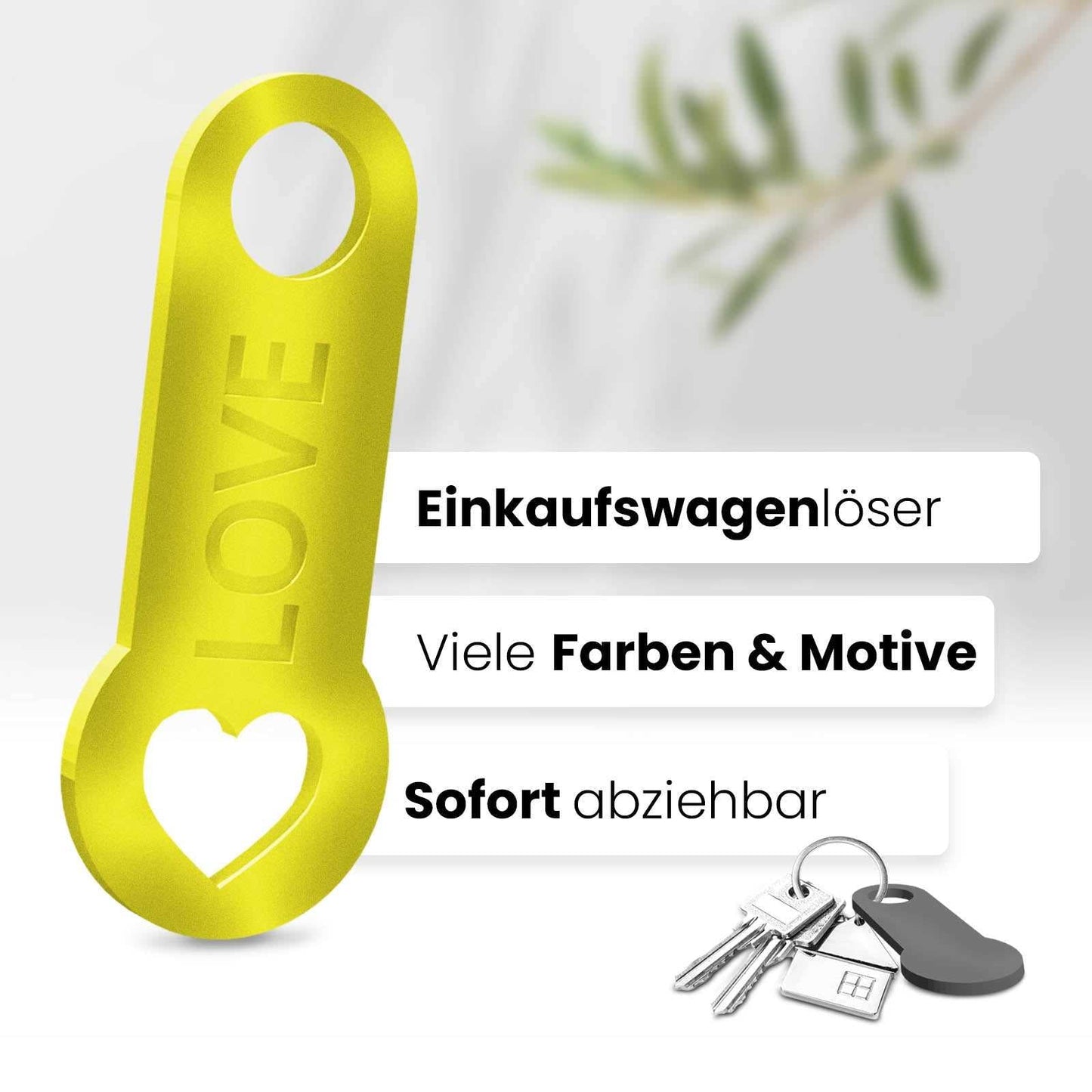 Herz Schlüsselanhänger – ein Accessoire mit sofortiger Einkaufswagenlöser Funktion, das Ihre Liebe auf elegante Art betont.