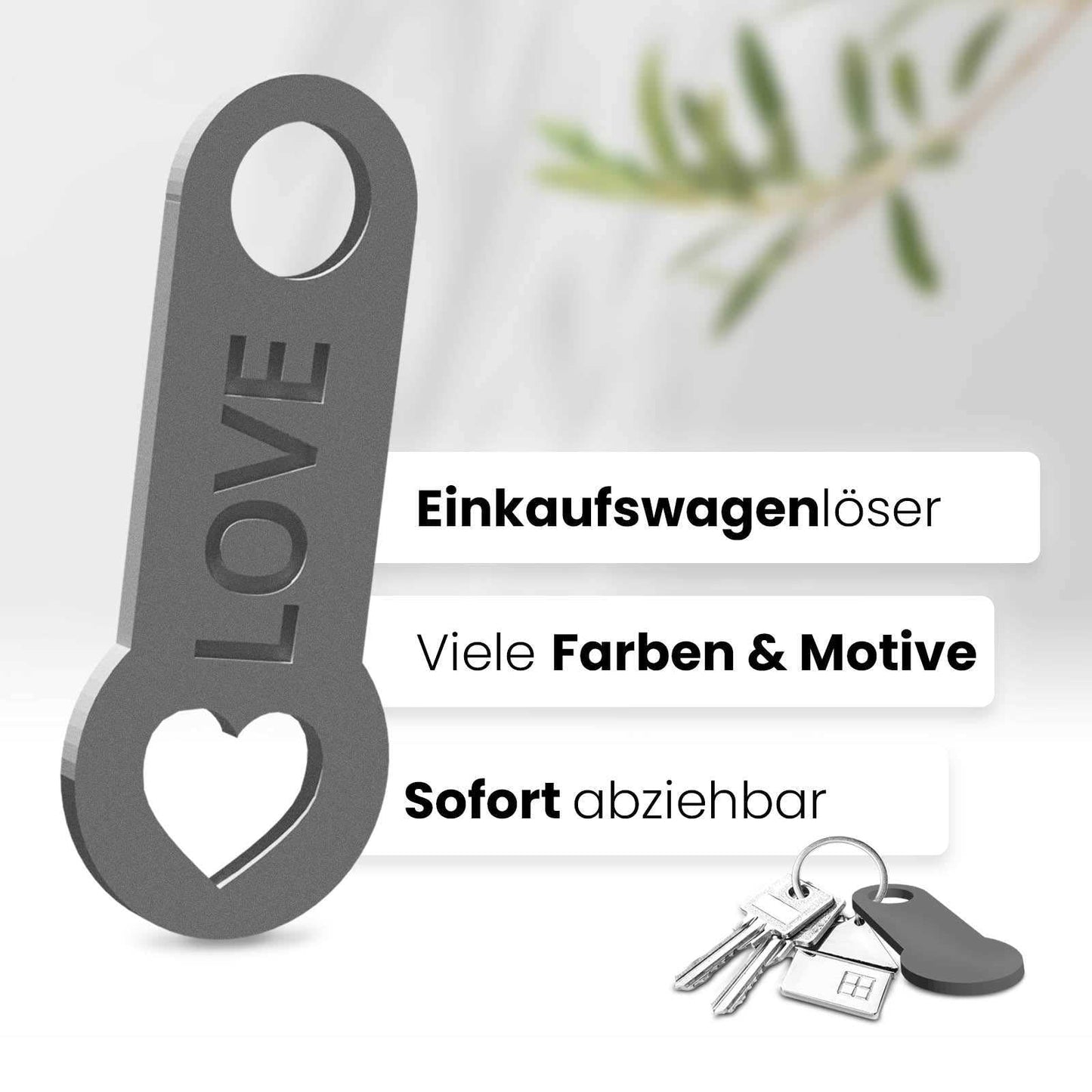 Herz Schlüsselanhänger – ein Accessoire mit sofortiger Einkaufswagenlöser Funktion, das Ihre Liebe auf elegante Art betont.