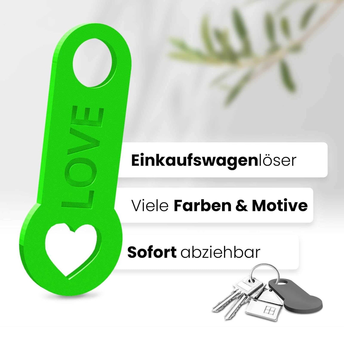 Herz Schlüsselanhänger – ein Accessoire mit sofortiger Einkaufswagenlöser Funktion, das Ihre Liebe auf elegante Art betont.