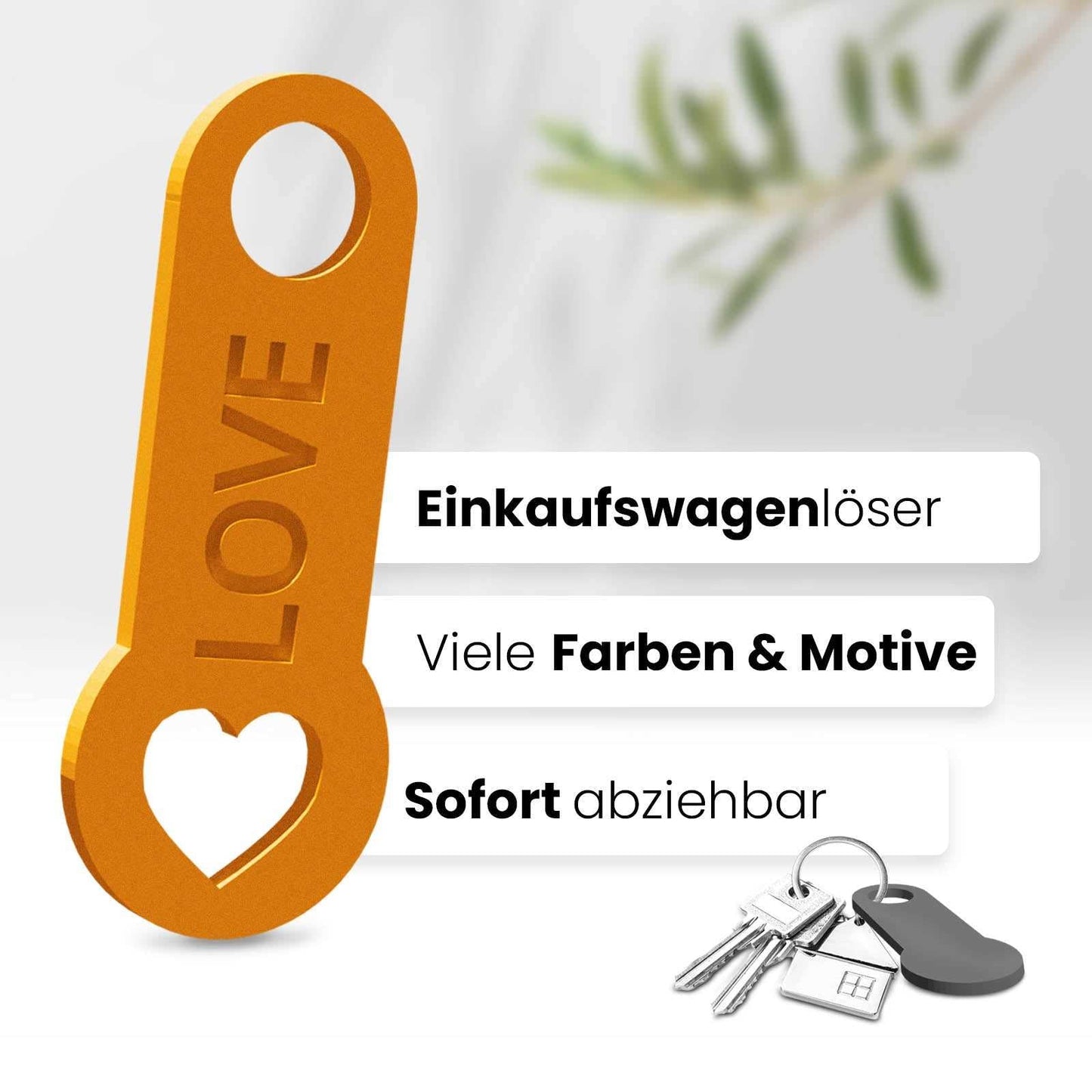 Herz Schlüsselanhänger – ein Accessoire mit sofortiger Einkaufswagenlöser Funktion, das Ihre Liebe auf elegante Art betont.