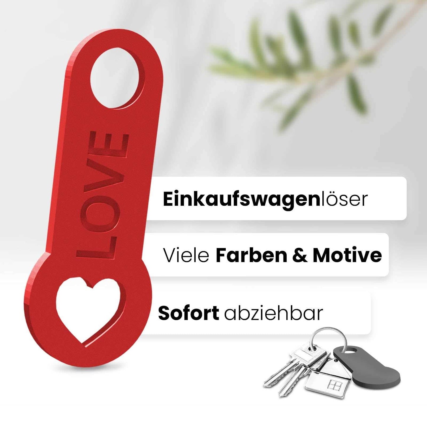 Herz Schlüsselanhänger – ein Accessoire mit sofortiger Einkaufswagenlöser Funktion, das Ihre Liebe auf elegante Art betont.