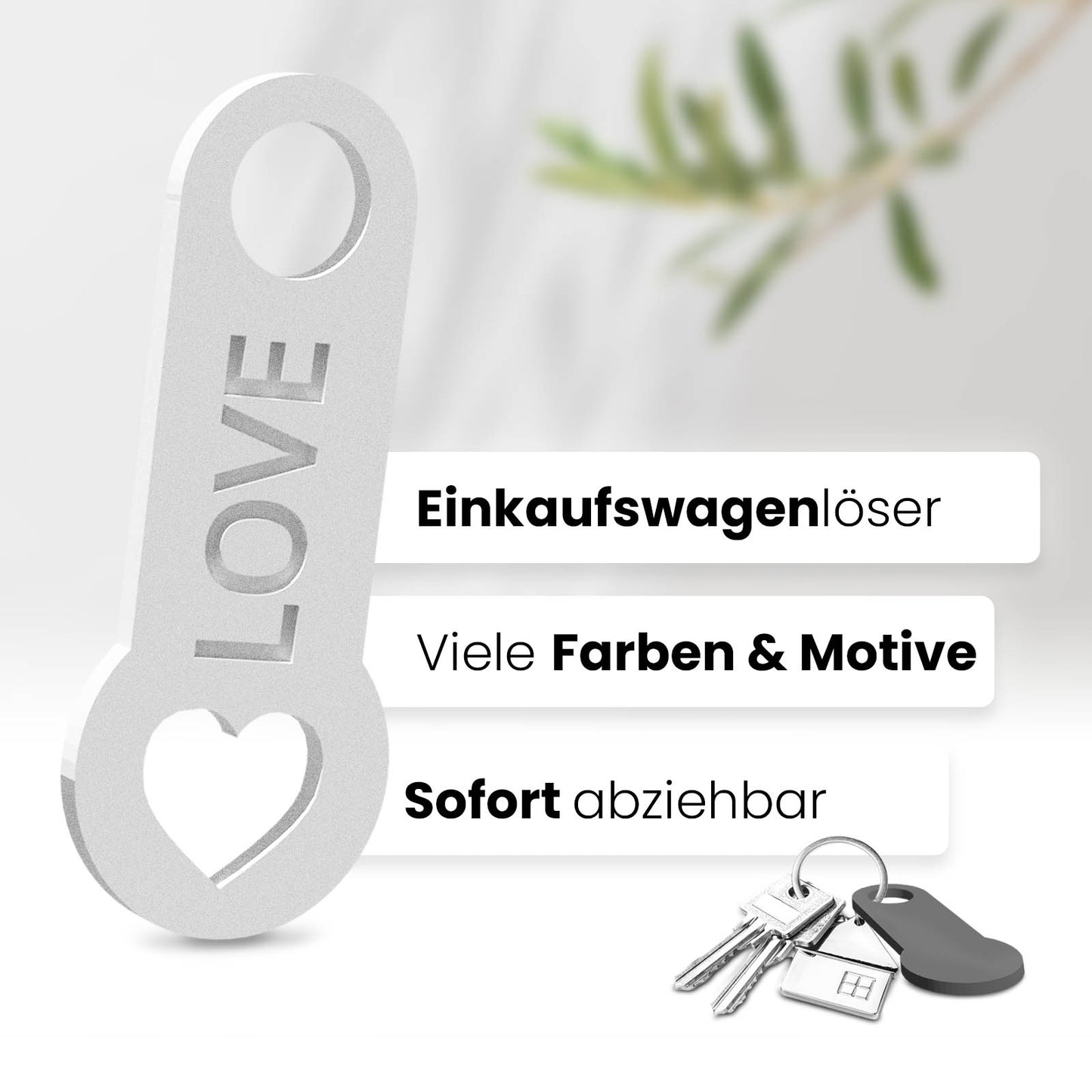 Herz Schlüsselanhänger – ein Accessoire mit sofortiger Einkaufswagenlöser Funktion, das Ihre Liebe auf elegante Art betont.