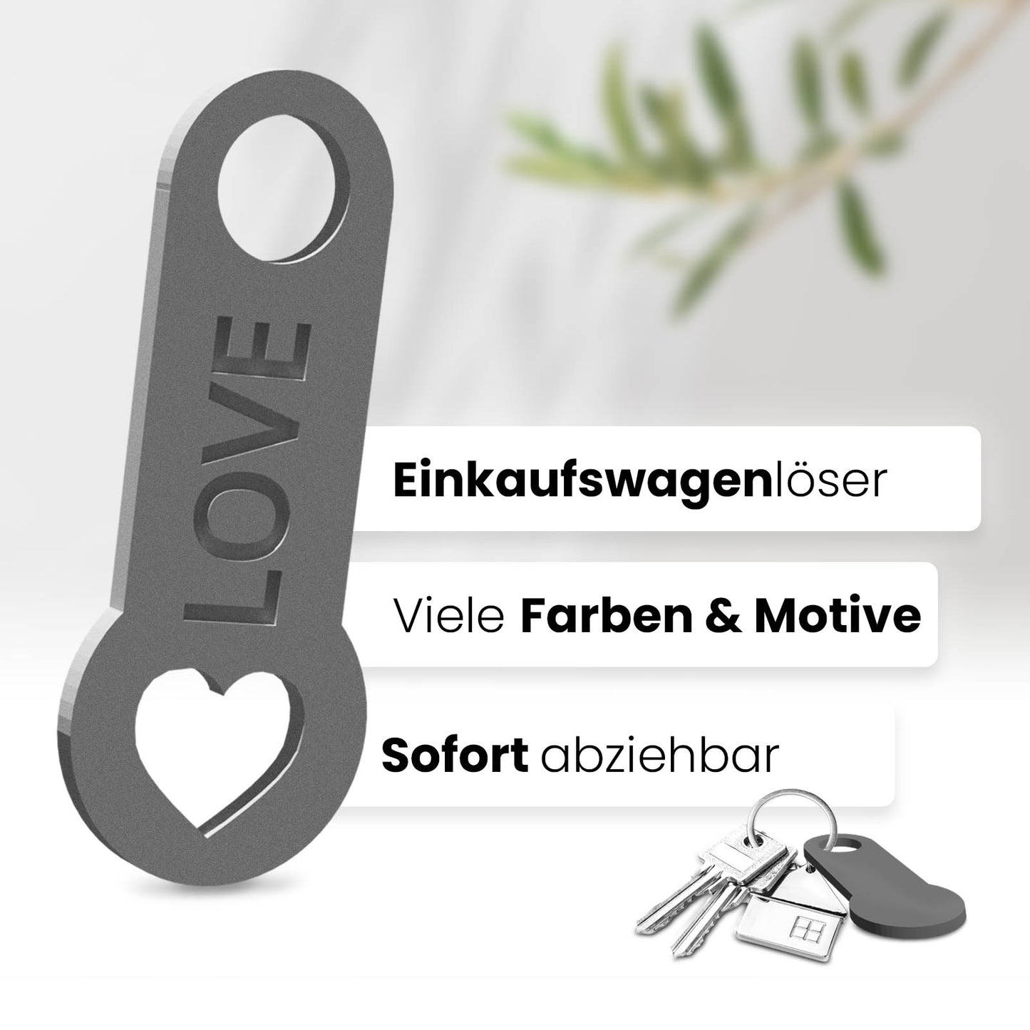 Herz Schlüsselanhänger – ein Accessoire mit sofortiger Einkaufswagenlöser Funktion, das Ihre Liebe auf elegante Art betont.