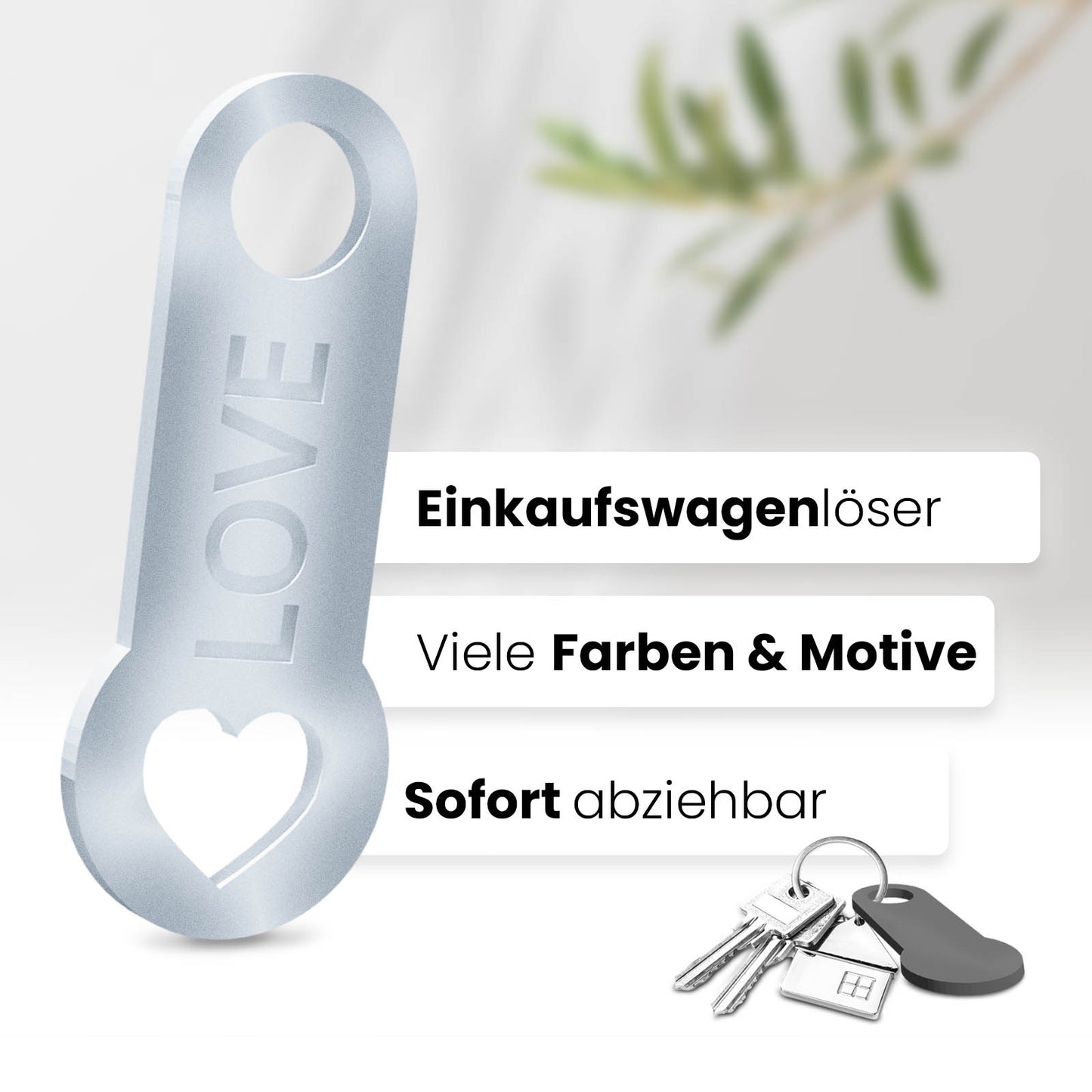 Herz Schlüsselanhänger – ein Accessoire mit sofortiger Einkaufswagenlöser Funktion, das Ihre Liebe auf elegante Art betont.