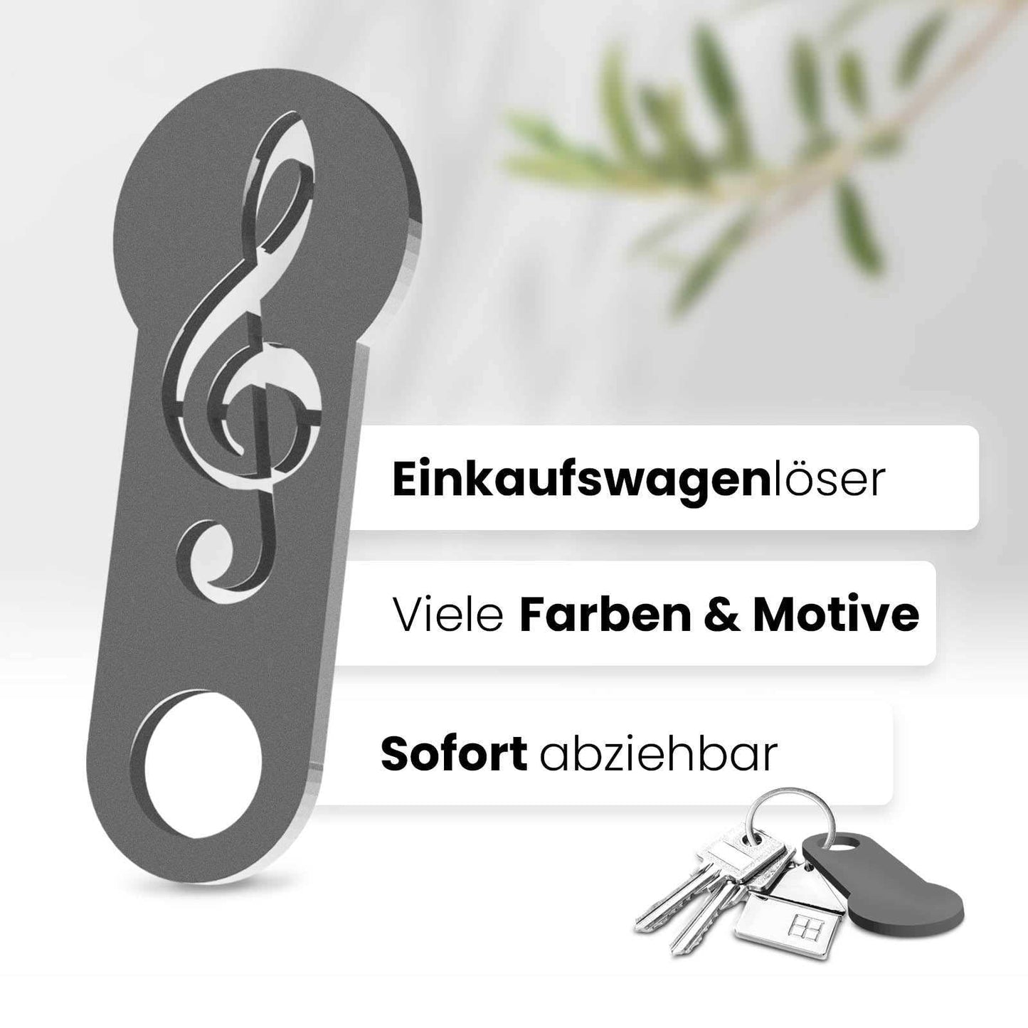Erfahren Sie mehr über den Musiknote Schlüsselanhänger – ein sofort abziehbares Design für Musikliebhaber, kombiniert mit praktischer Einkaufswagenlöser Funktion.