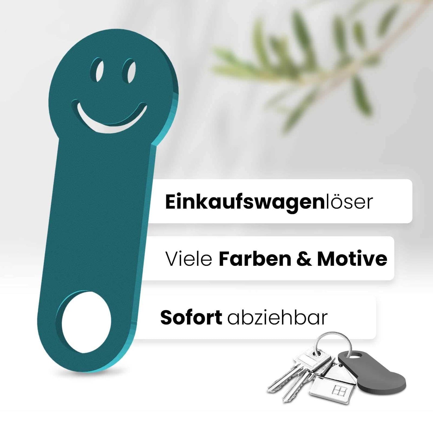 Ihr sofort abziehbares, fröhliches Accessoire für den Schlüsselbund. Hochwertiges 3D-Design in Smiley-Form, das ein Lächeln auf Ihr Gesicht zaubert.