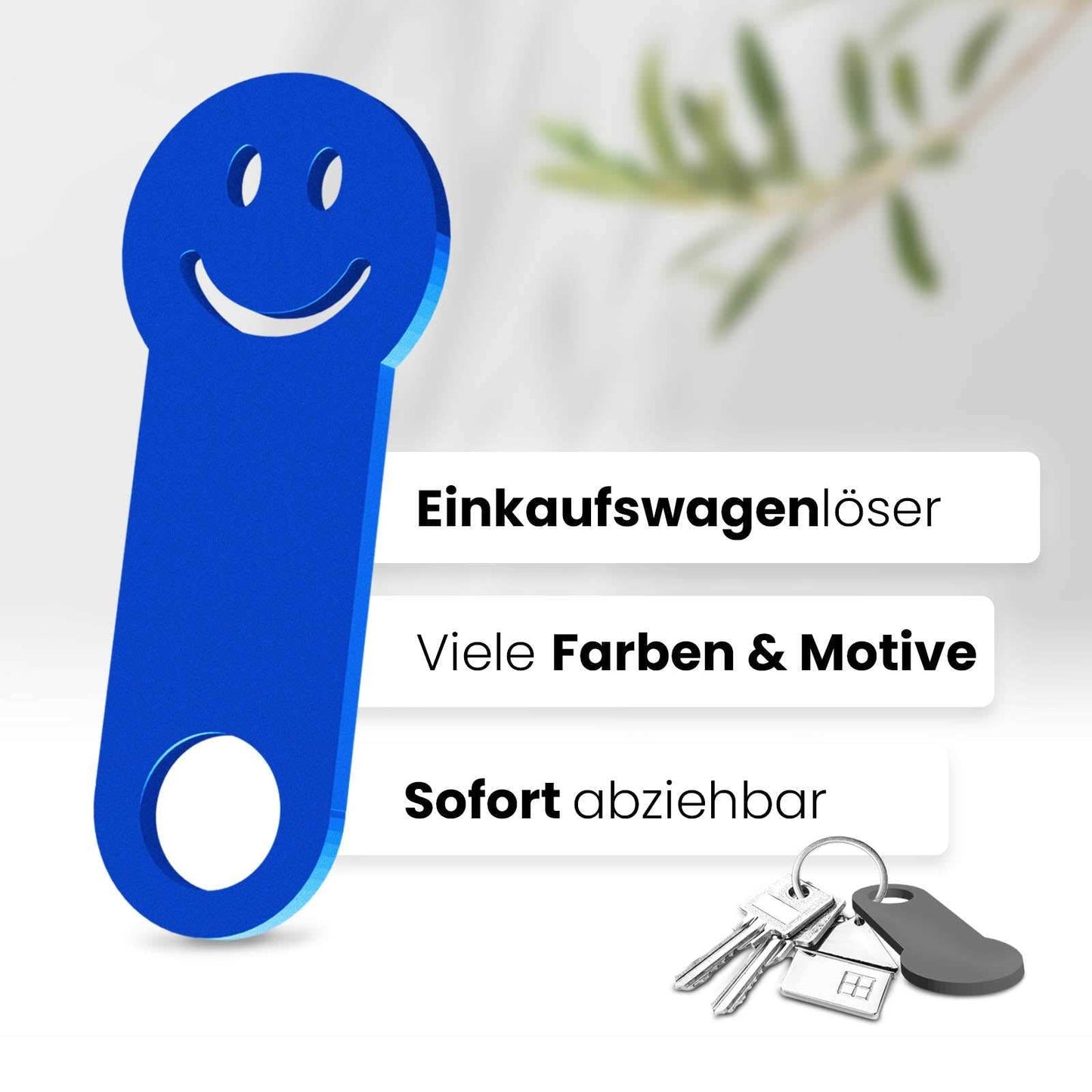Ihr sofort abziehbares, fröhliches Accessoire für den Schlüsselbund. Hochwertiges 3D-Design in Smiley-Form, das ein Lächeln auf Ihr Gesicht zaubert.