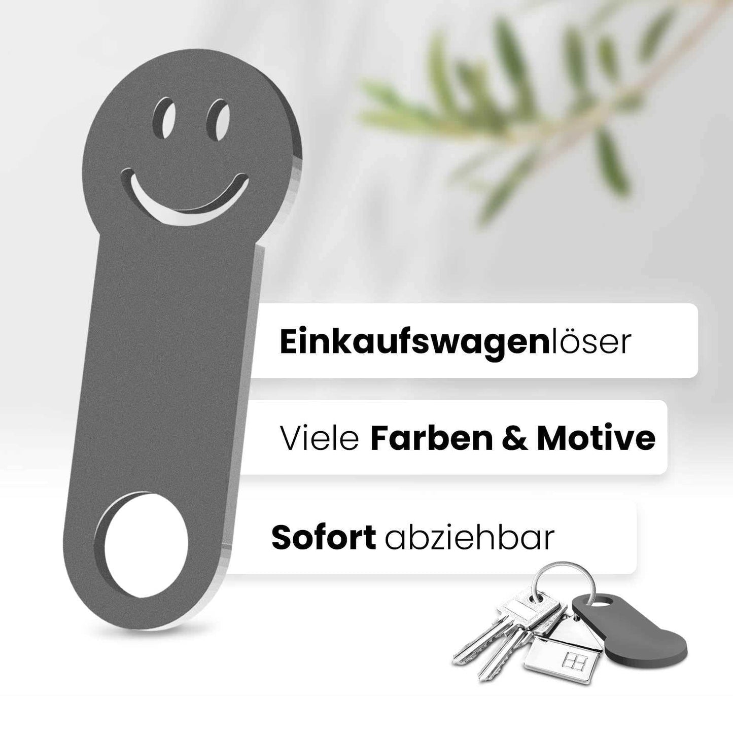 Ihr sofort abziehbares, fröhliches Accessoire für den Schlüsselbund. Hochwertiges 3D-Design in Smiley-Form, das ein Lächeln auf Ihr Gesicht zaubert.