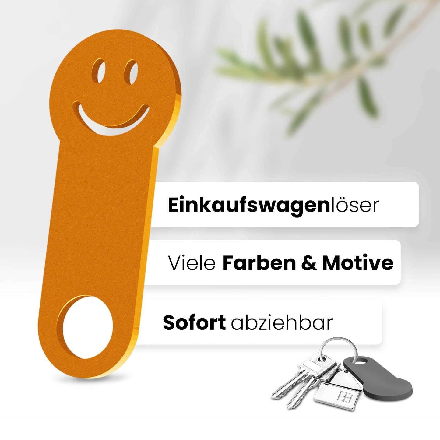 Ihr sofort abziehbares, fröhliches Accessoire für den Schlüsselbund. Hochwertiges 3D-Design in Smiley-Form, das ein Lächeln auf Ihr Gesicht zaubert.