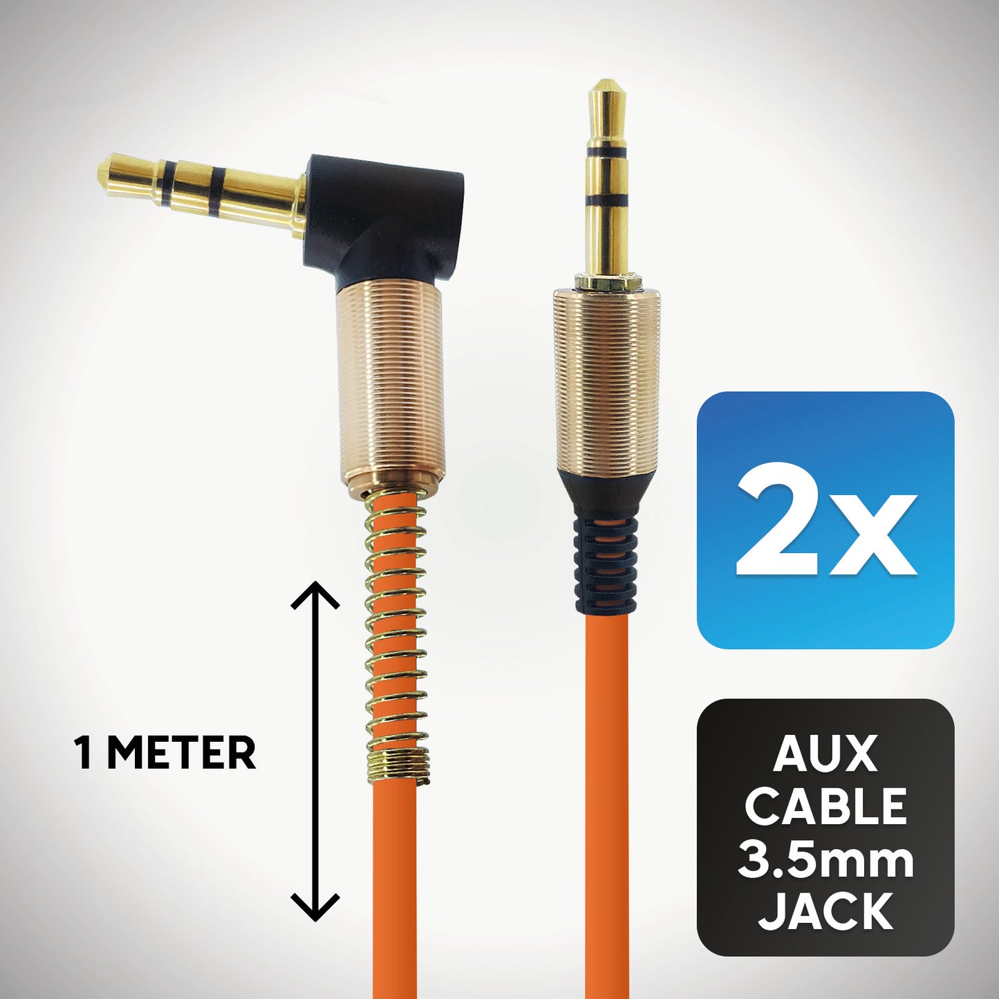 Audio-Adapter 3,5mm zu 3,5mm Stecker orange mit 1 Meter Kabellänge. Stereo Audio-Adapter optimal für, Verstärker, Musikbox, AUX- Audioeingang im Auto