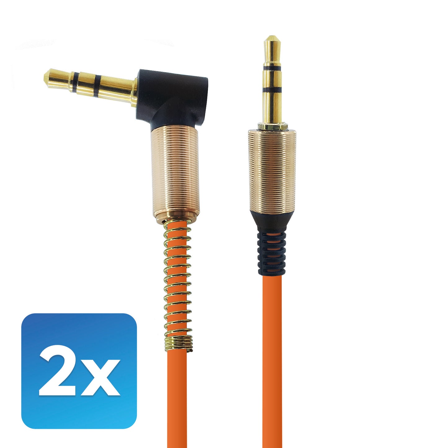Audio-Adapter 3,5mm zu 3,5mm Stecker orange mit 1 Meter Kabellänge. Stereo Audio-Adapter optimal für, Verstärker, Musikbox, AUX- Audioeingang im Auto