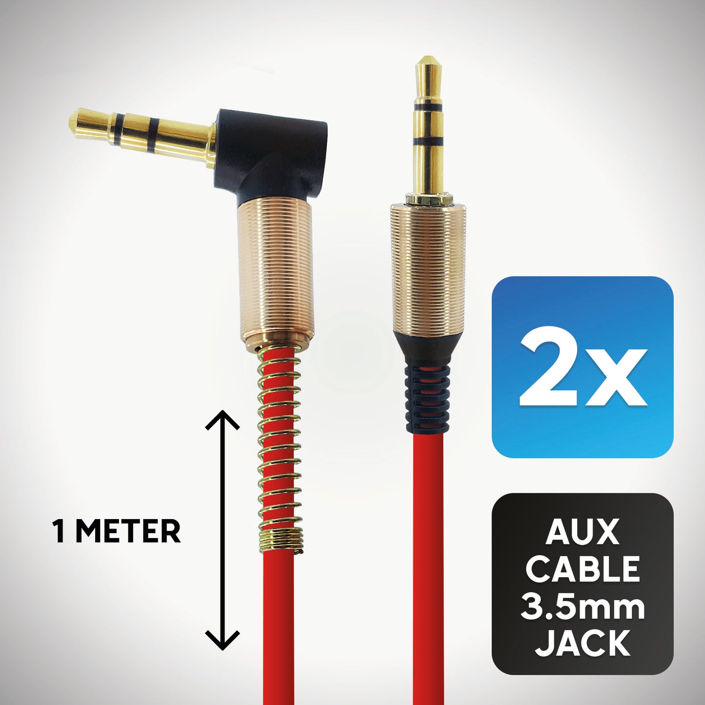 Audio-Adapter 3,5mm zu 3,5mm Stecker Rot mit 1 Meter Kabellänge. Stereo Audio-Adapter optimal für, Verstärker, Musikbox, AUX- Audioeingang im Auto