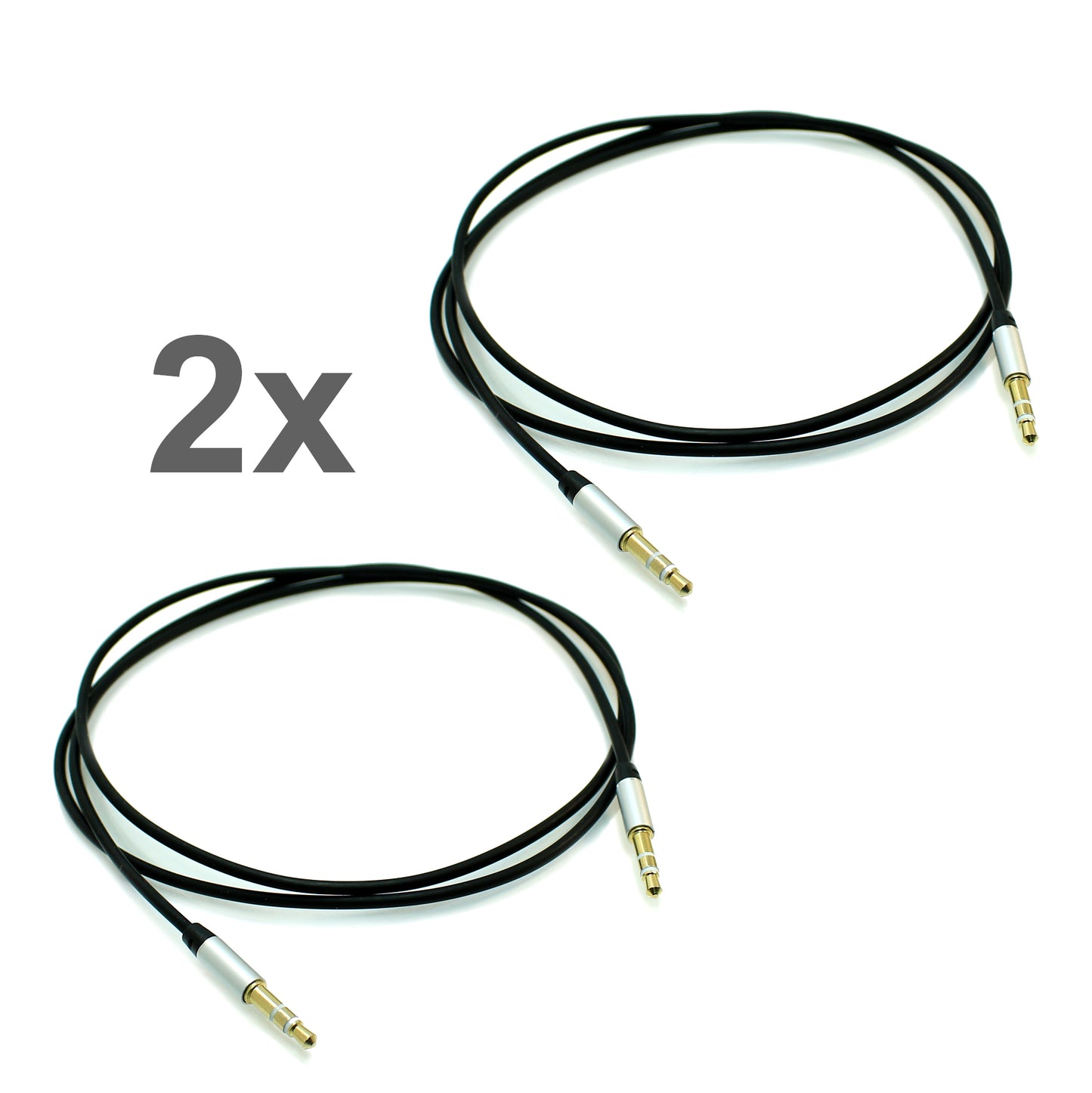 Mit diesem Set erhalten Sie zwei AUX-Audio-Kabel mit 3,5 mm Klinkenstecker in Schwarz. Die Kabel eignen sich zum Anschluss von MP3-Playern, iPhones, iPods und anderen Geräten mit einem 3,5-mm-Anschluss.