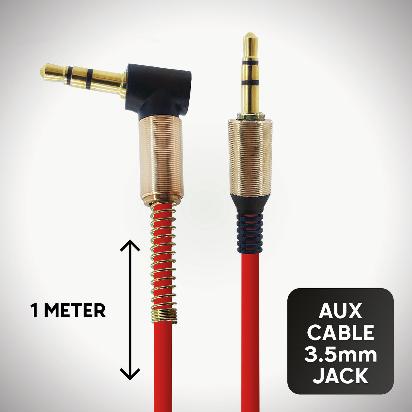 AUX Audio Kabel 1m 3,5mm 90 Grad Winkel Rot Klinkenstecker für Stereo MP3 iPhone iPod Auto - dinngs