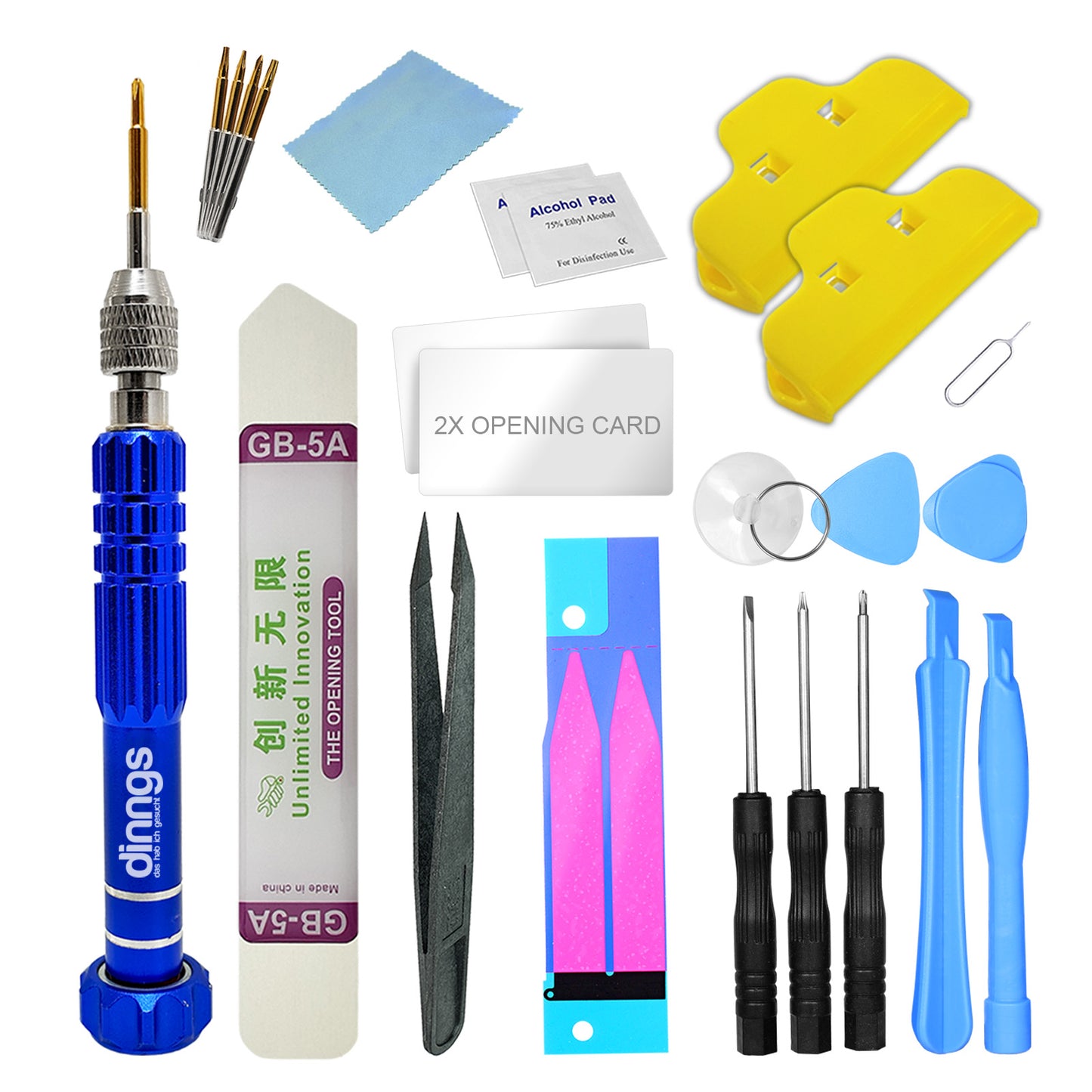 kompatibler Akku für das Samsung Galaxy S6 SM-G920F inklusive Akkudeckel Dark Blue und Werkzeug Set / Umbau Kit, im Dinngs Onlineshop erhältlich.