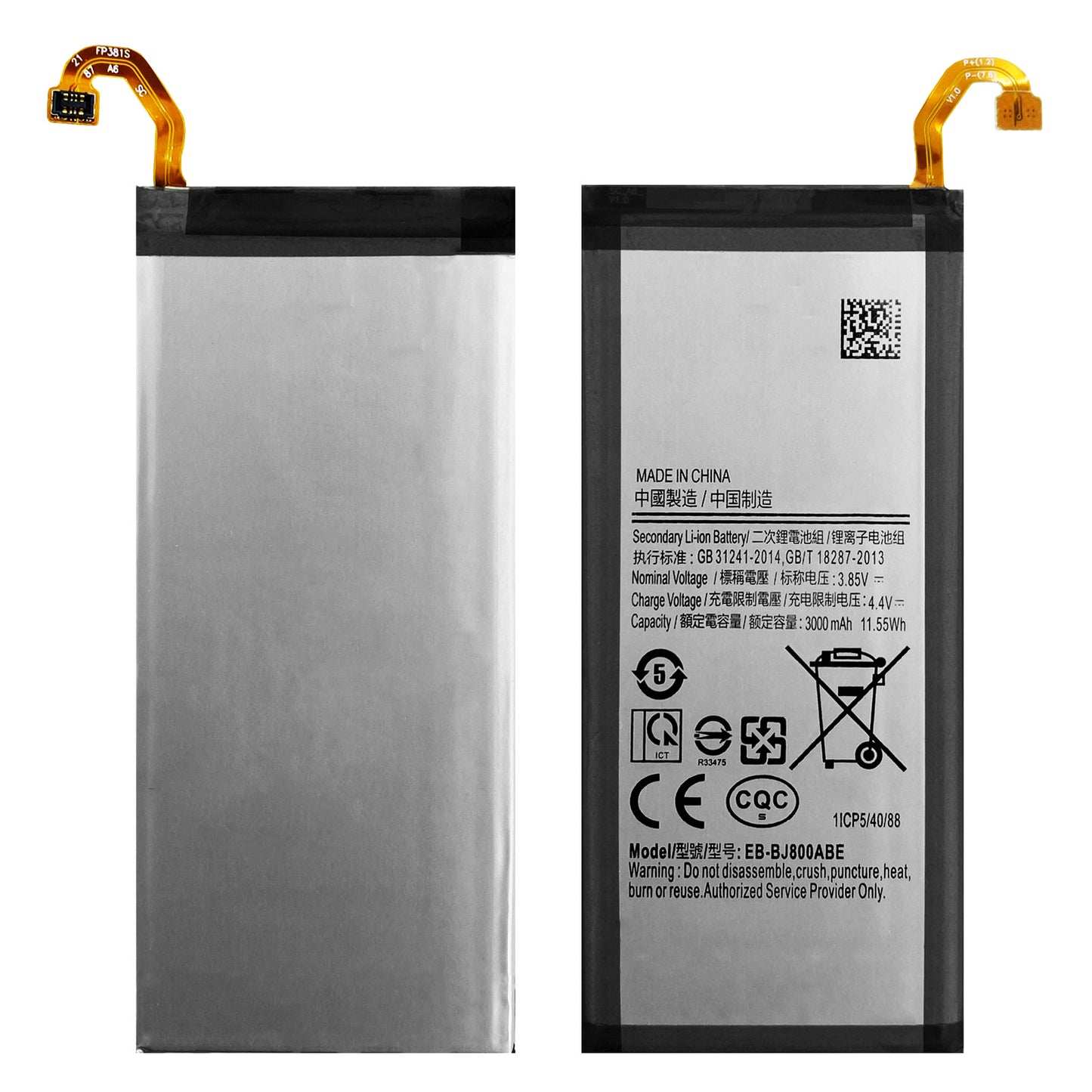Ersetzen Sie den alten Akku in Ihrem Samsung Galaxy A6 A600F 2018 / J6 J600F mit diesem kompatiblen Ersatzakku. Der Akku ersetzt den EB-BJ800ABE und kann die Akkulaufzeit Ihres Geräts verbessern. Jetzt bei Dinngs.de bestellen.