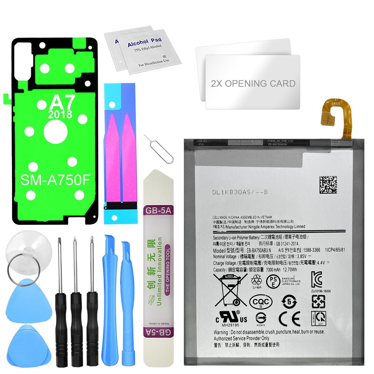 ErsatzAkku für Samsung Galaxy A7 2018 SM-A750F | Ersetzt folgende Originalakkus: Samsung EB-BA750ABU, Samsung EB-BA750ABUN. Im Dinngs Onlineshop erhältlich!