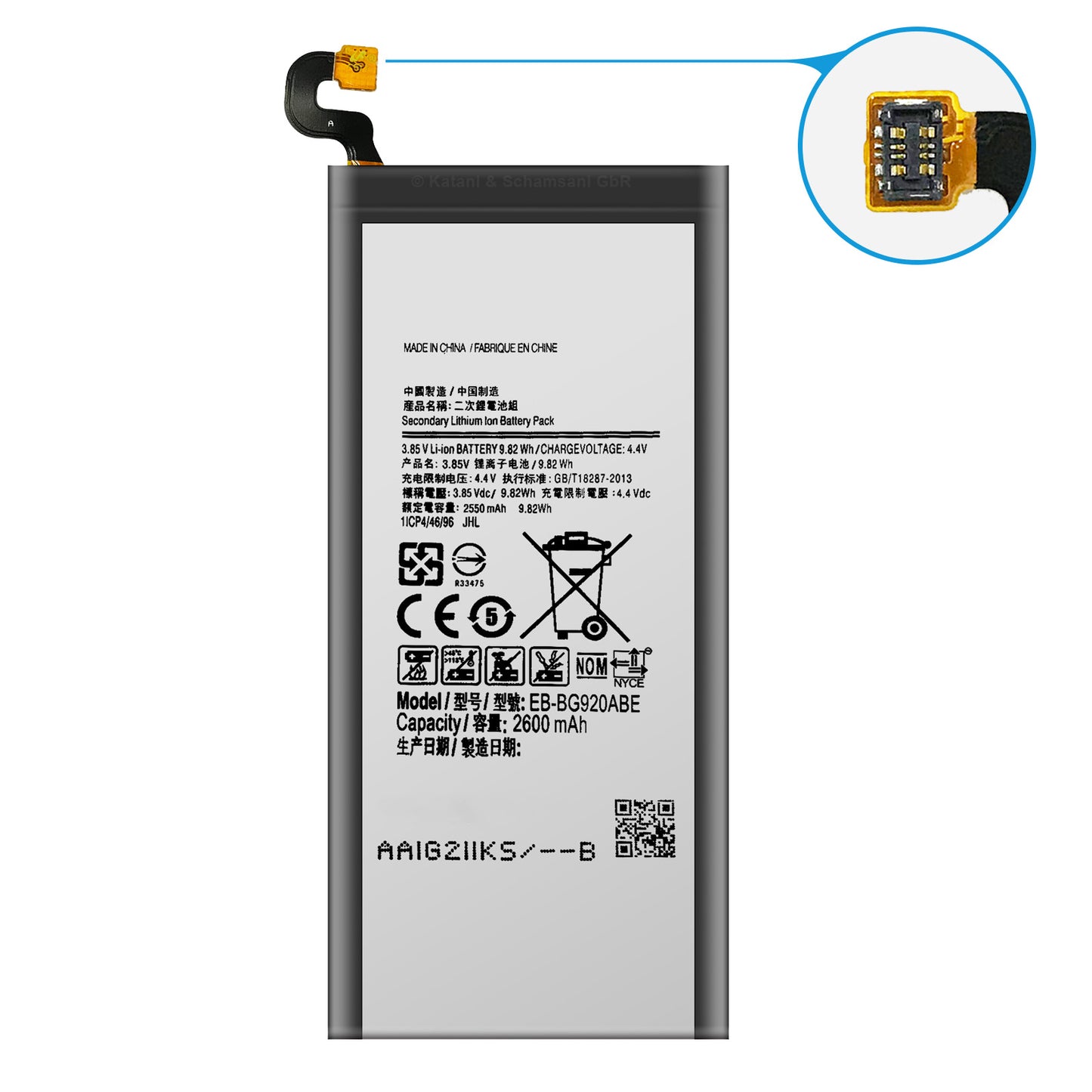 Ersatzakku Akku für Samsung Galaxy S6 SM-G920F EB-BG920ABE