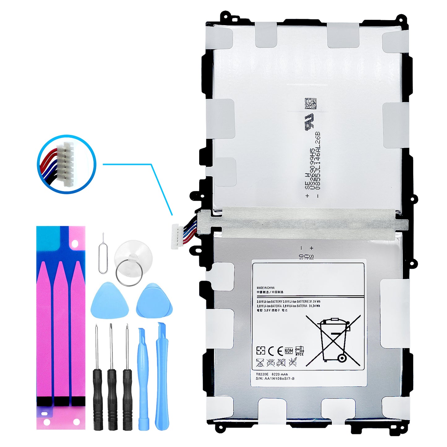 Akku kompatibel zu Samsung Galaxy Tab 3 8.0" T310, T311, T315, T4450E | 8220mAh Kapazität Ersatzakku Samsung Galaxy NOTE 10.1 + Werkzeugset