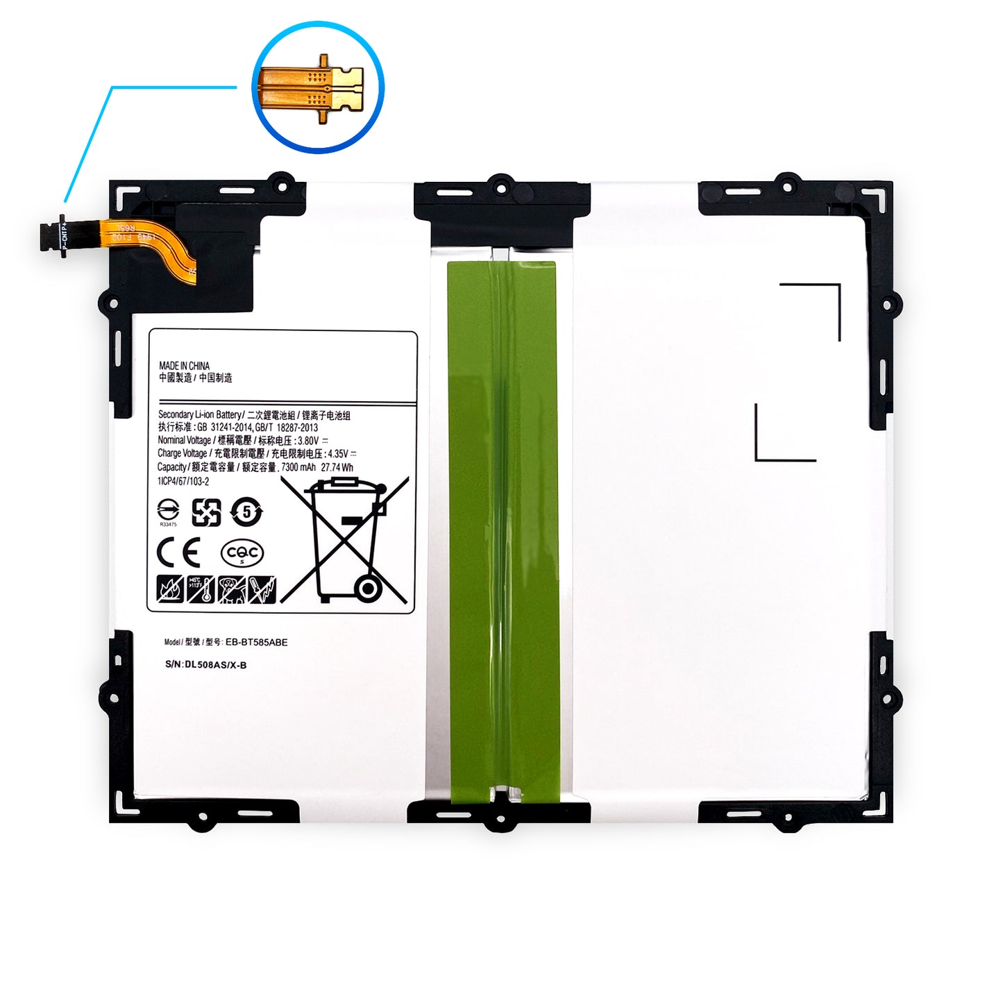 Ersatzakku kompatibel mit Samsung Galaxy Tab A 10.1 SM-T580 T585, ersetzt EB-BT585ABE und BT585ABA Li-Ion Akku. Jetzt bei Dinngs.de bestellen!