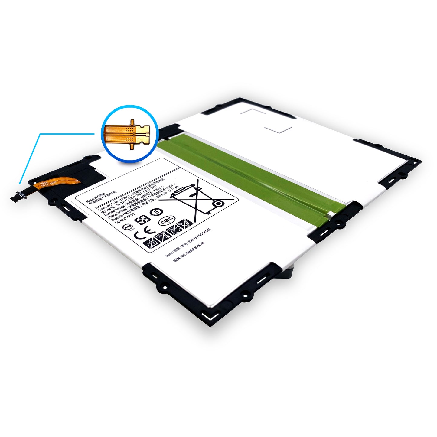 Ersatzakku kompatibel mit Samsung Galaxy Tab A 10.1 SM-T580 T585, ersetzt EB-BT585ABE und BT585ABA Li-Ion Akku. Jetzt bei Dinngs.de bestellen!