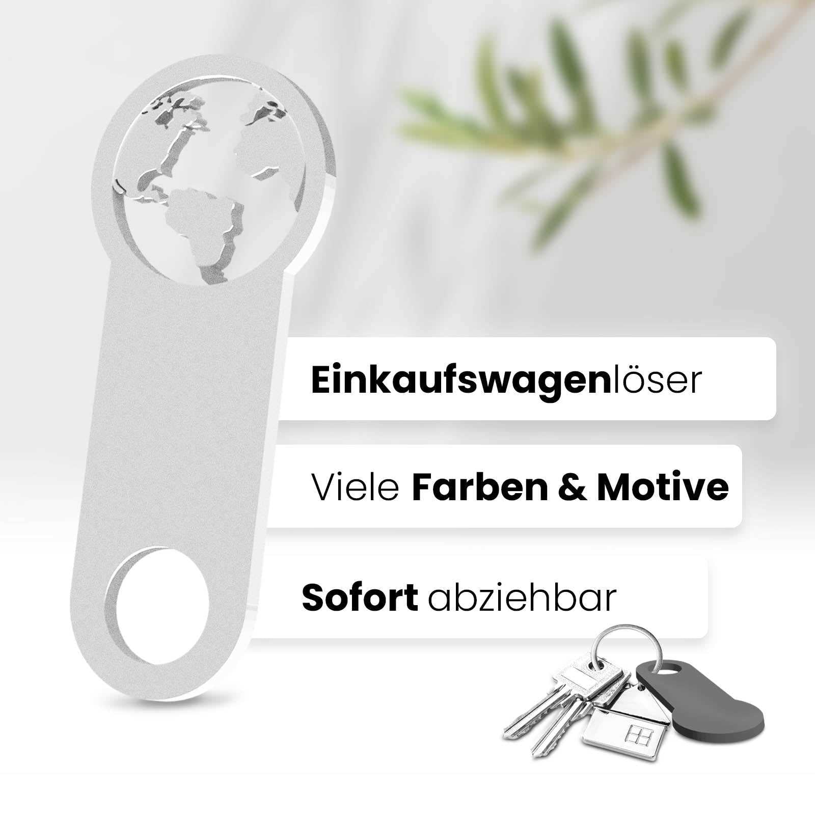 Zeigen Sie Ihre Verbundenheit mit der Natur mit unserem einzigartigen "Erde" Einkaufswagenlöser. Eine Botschaft für Umweltbewusstsein und Nachhaltigkeit.