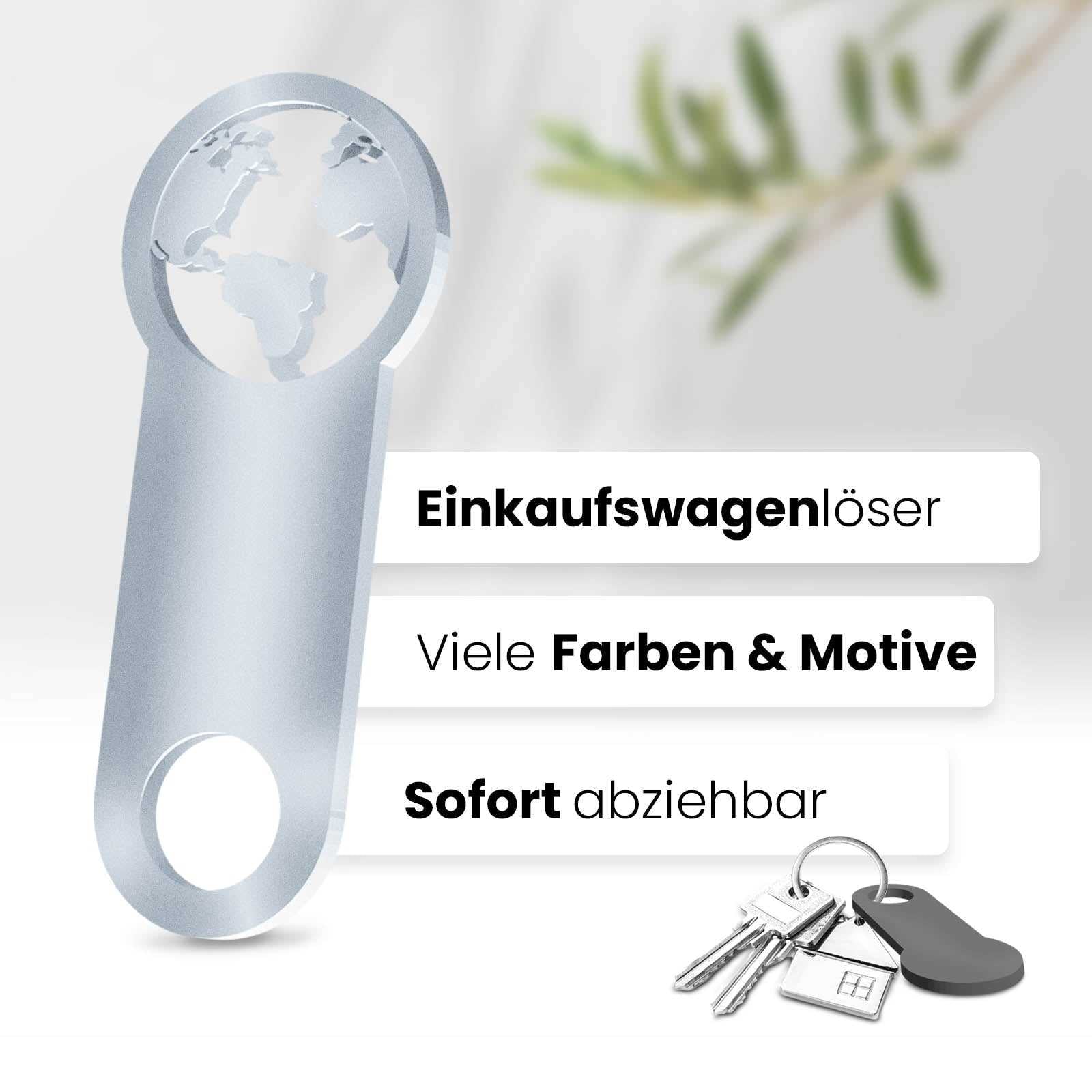 Zeigen Sie Ihre Verbundenheit mit der Natur mit unserem einzigartigen "Erde" Einkaufswagenlöser. Eine Botschaft für Umweltbewusstsein und Nachhaltigkeit.