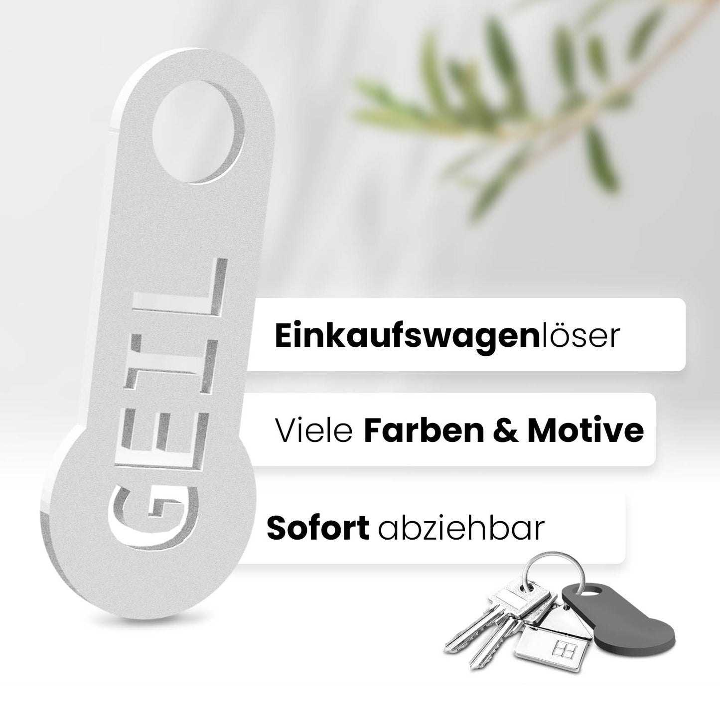 Unser auffällige "Geil" Einkaufswagenlöser ein cooles Flair. Dieses 3D-gedruckte Accessoire bietet nicht nur Funktionalität, sondern auch ein trendiges Design.