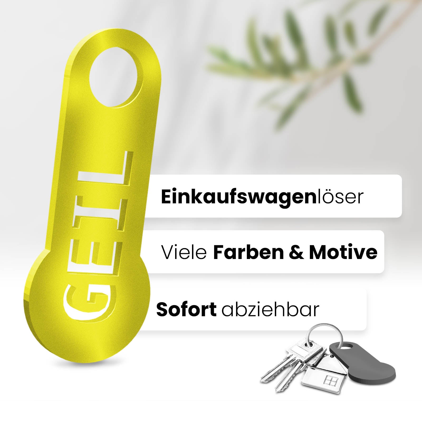 Unser auffällige "Geil" Einkaufswagenlöser ein cooles Flair. Dieses 3D-gedruckte Accessoire bietet nicht nur Funktionalität, sondern auch ein trendiges Design.