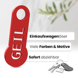 Unser auffällige "Geil" Einkaufswagenlöser ein cooles Flair. Dieses 3D-gedruckte Accessoire bietet nicht nur Funktionalität, sondern auch ein trendiges Design.