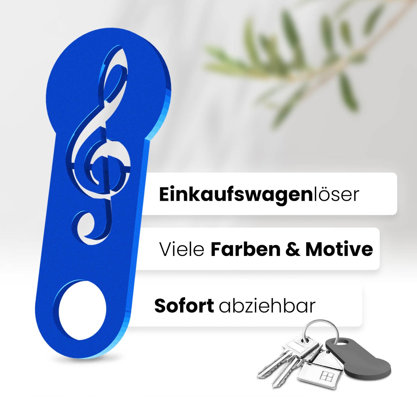 Erfahren Sie mehr über den Musiknote Schlüsselanhänger – ein sofort abziehbares Design für Musikliebhaber, kombiniert mit praktischer Einkaufswagenlöser Funktion.