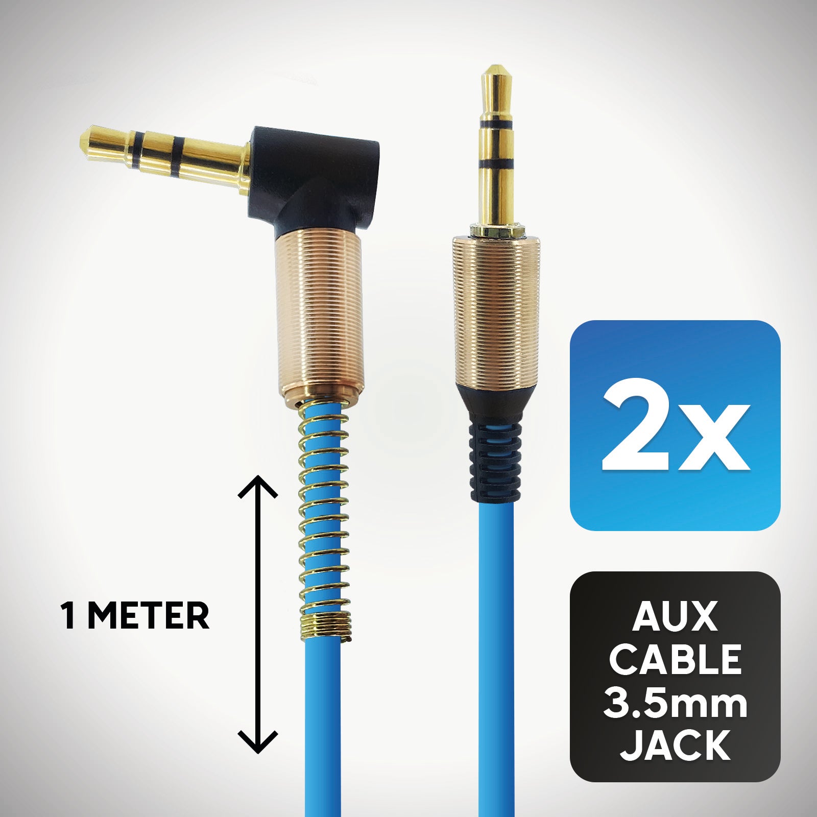 Audio-Adapter 3,5mm zu 3,5mm Stecker blau mit 1 Meter Kabellänge. Stereo Audio-Adapter optimal für, Verstärker, Musikbox, AUX- Audioeingang im Auto