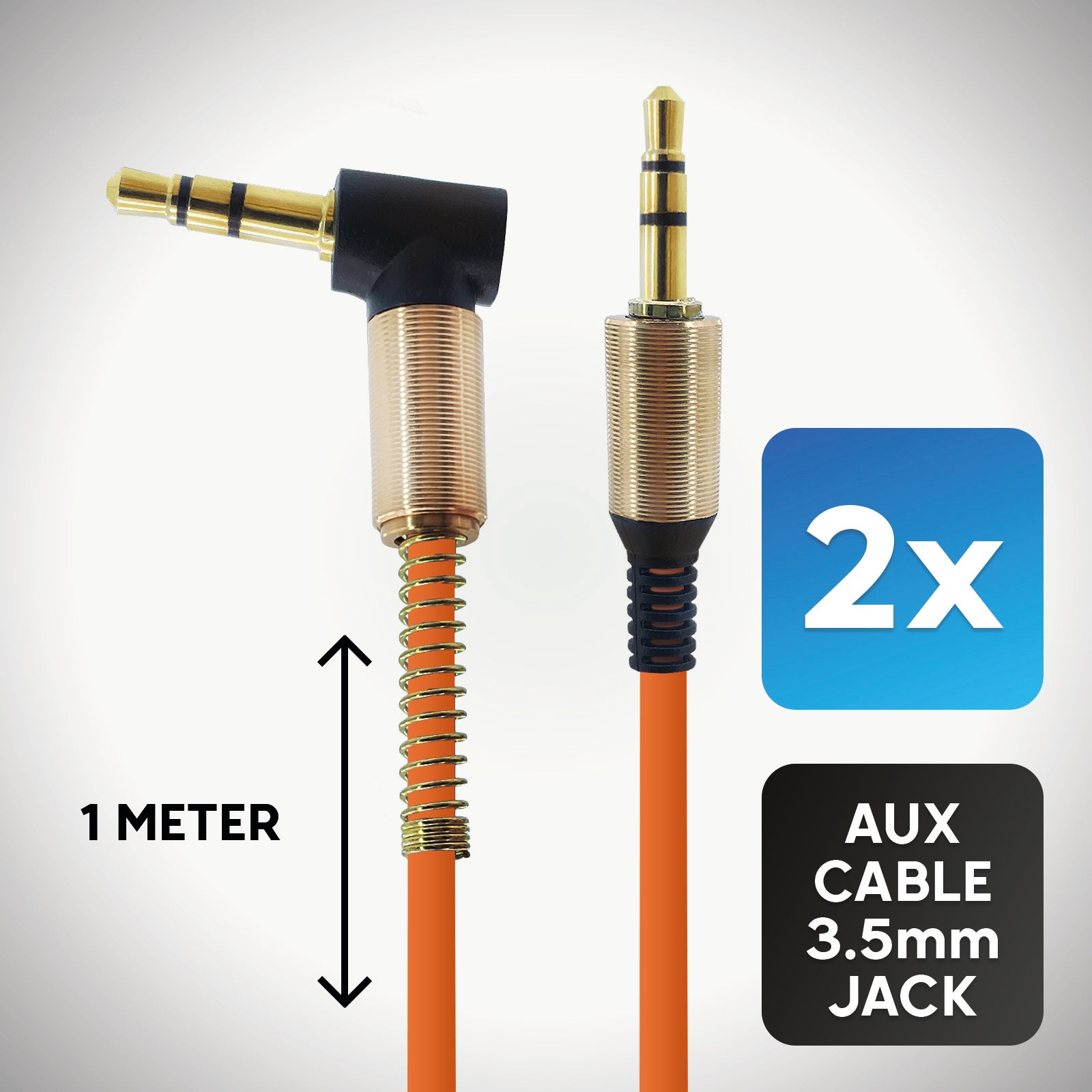 Audio-Adapter 3,5mm zu 3,5mm Stecker orange mit 1 Meter Kabellänge. Stereo Audio-Adapter optimal für, Verstärker, Musikbox, AUX- Audioeingang im Auto