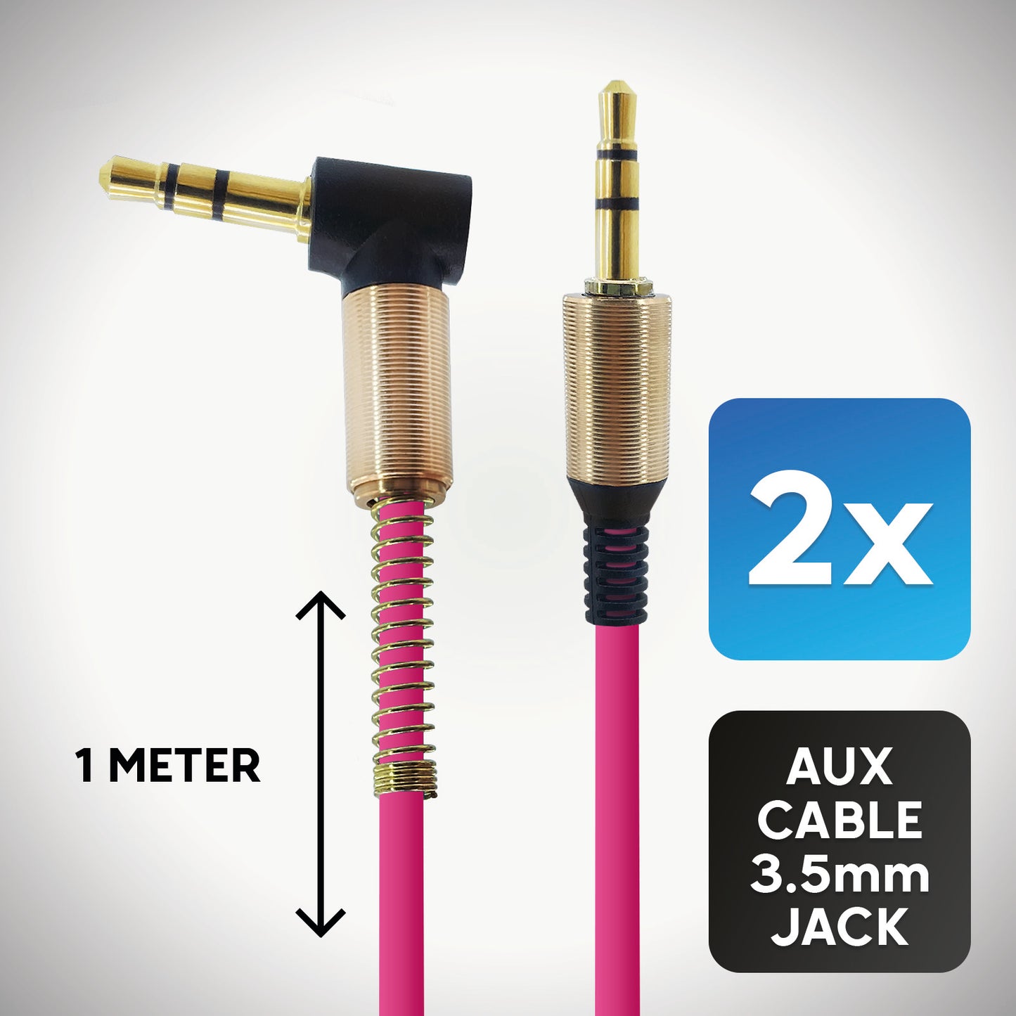 Audio-Adapter 3,5mm zu 3,5mm Stecker Pink mit 1 Meter Kabellänge. Stereo Audio-Adapter optimal für, Verstärker, Musikbox, AUX- Audioeingang im Auto.